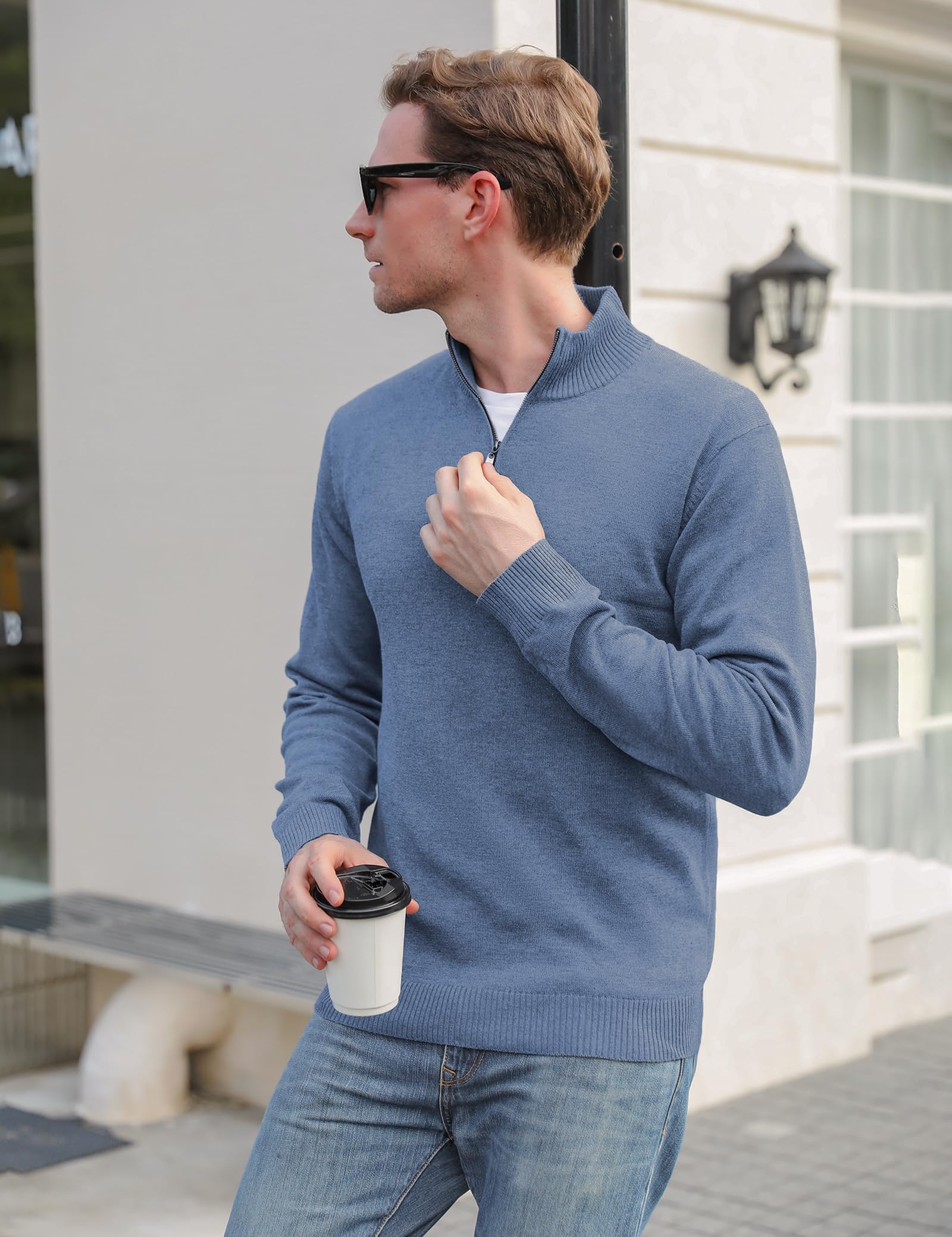 iClosam Maglione Uomo Invernali Collo Alto con Zip Pullover Giacca in Maglia Maglione Pullover Invernale Tenere Caldo