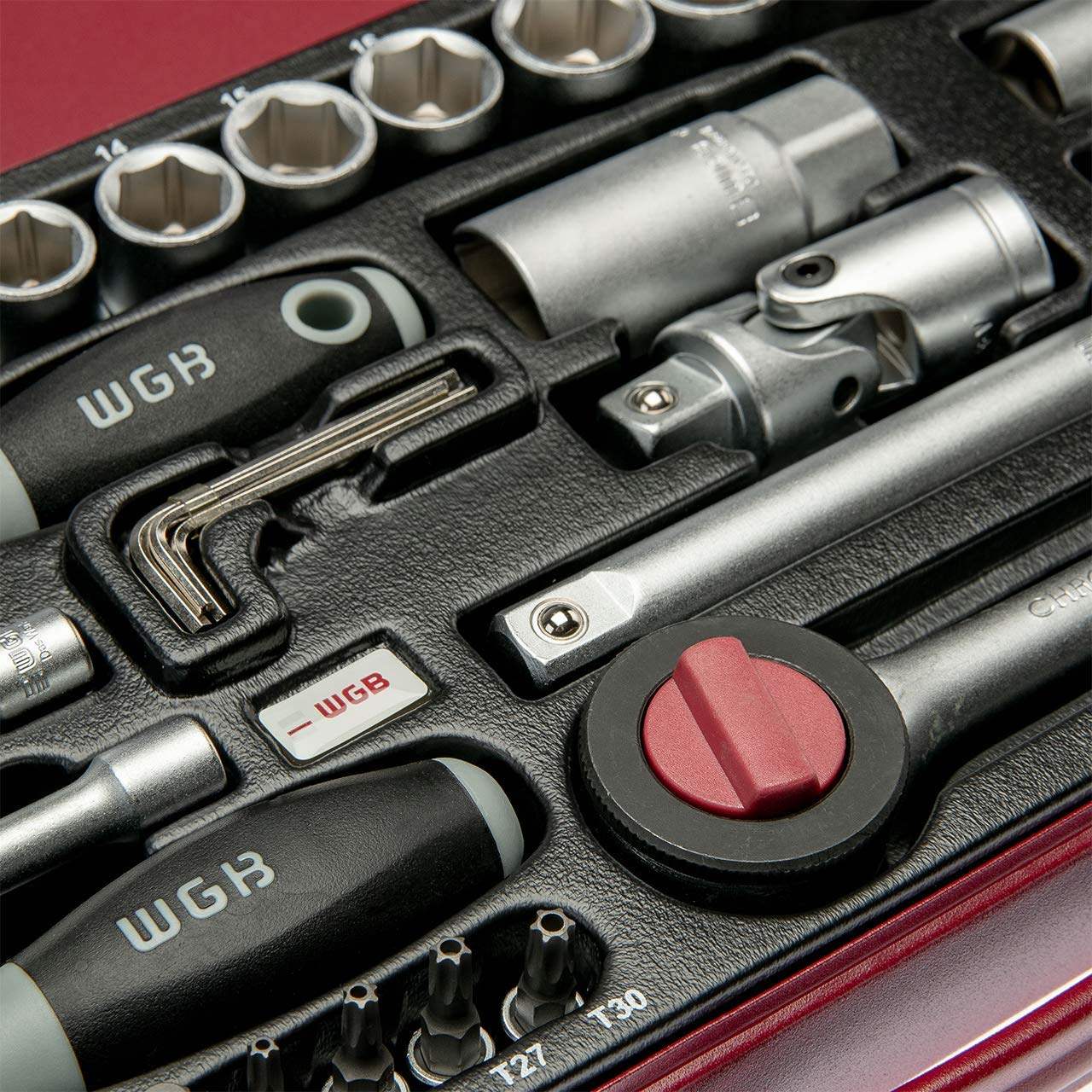 Set di chiavi a bussola da 1/4" + 1/2" di pollice con cricchetto e set di punte + inserti esagonali | Valigetta di attrezzi professionali da 56 pezzi per la riparazione di auto, moto e biciclette