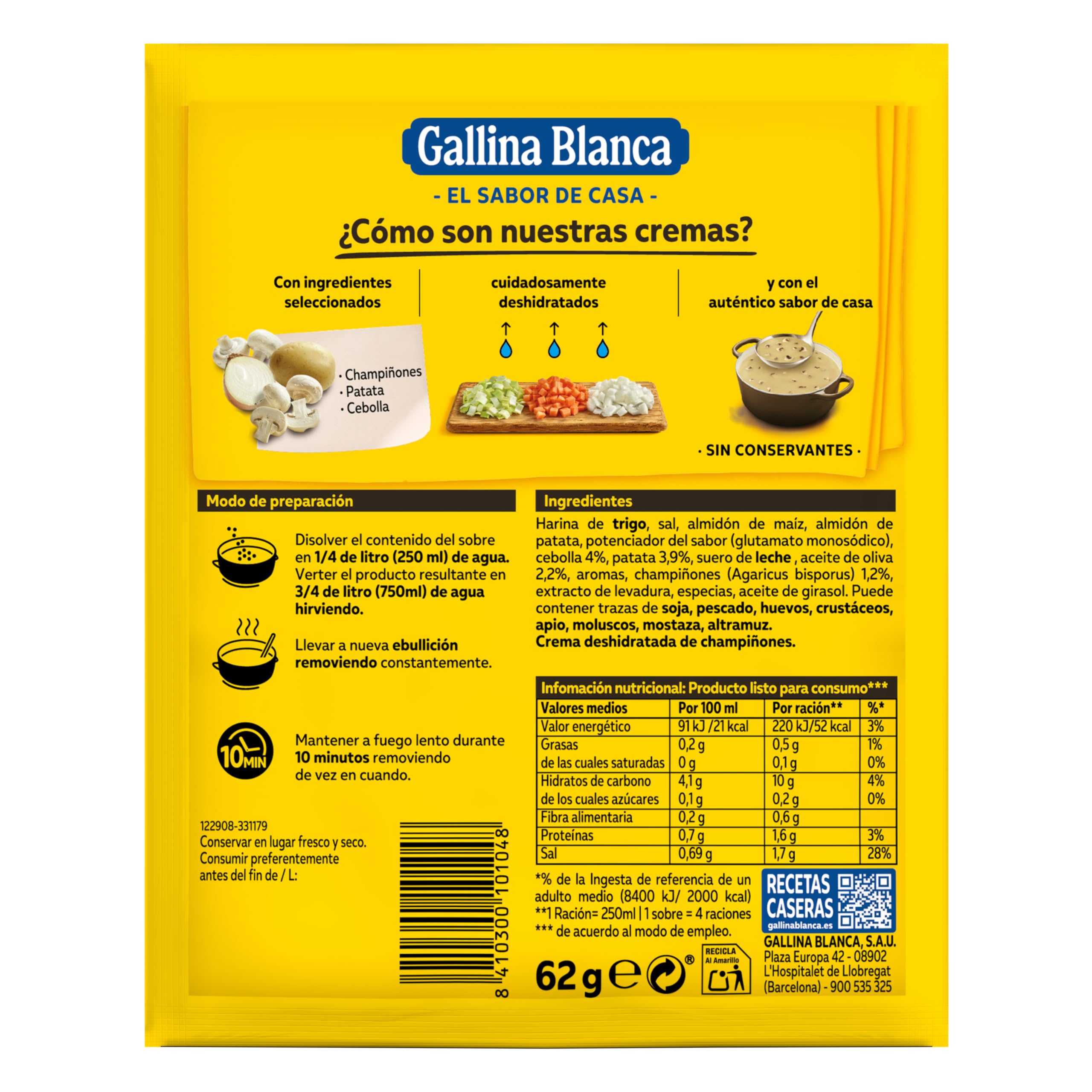 Gallina Blanca Crema de Champiñones 62g