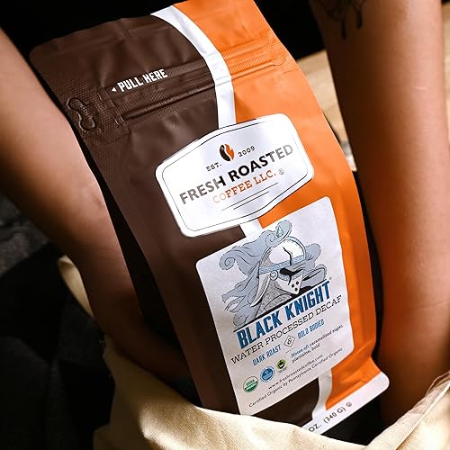 Miniatura 3 de Fresh Roasted Coffee, Descafeinado orgánico Black Knight Swiss Water Descafeinado, 12 onzas, tostado oscuro, Kosher, comercio justo, grano entero