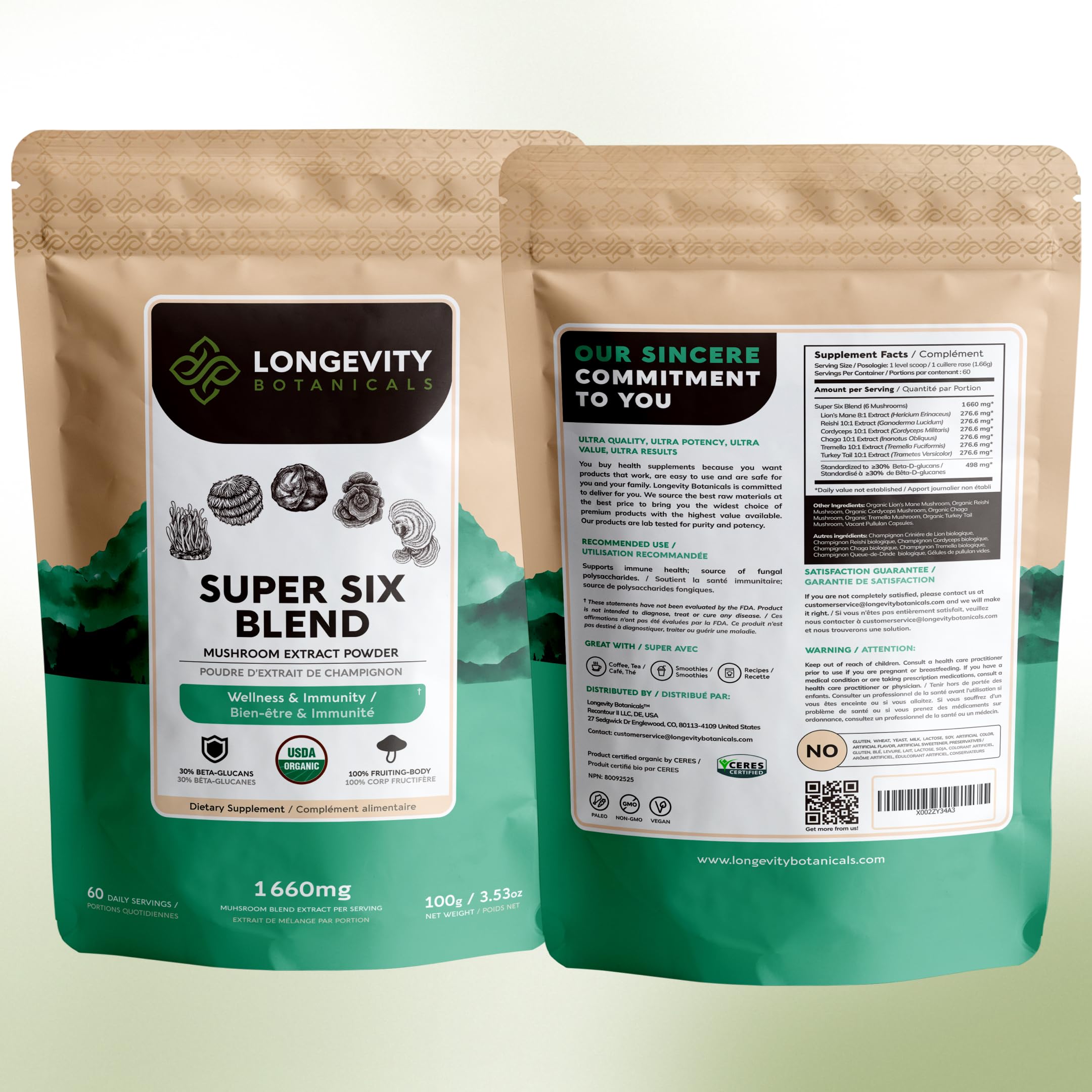 Organic Super Six Mushroom Powder Supplement Extract | Full-Spectrum Blend — Amazon image 9