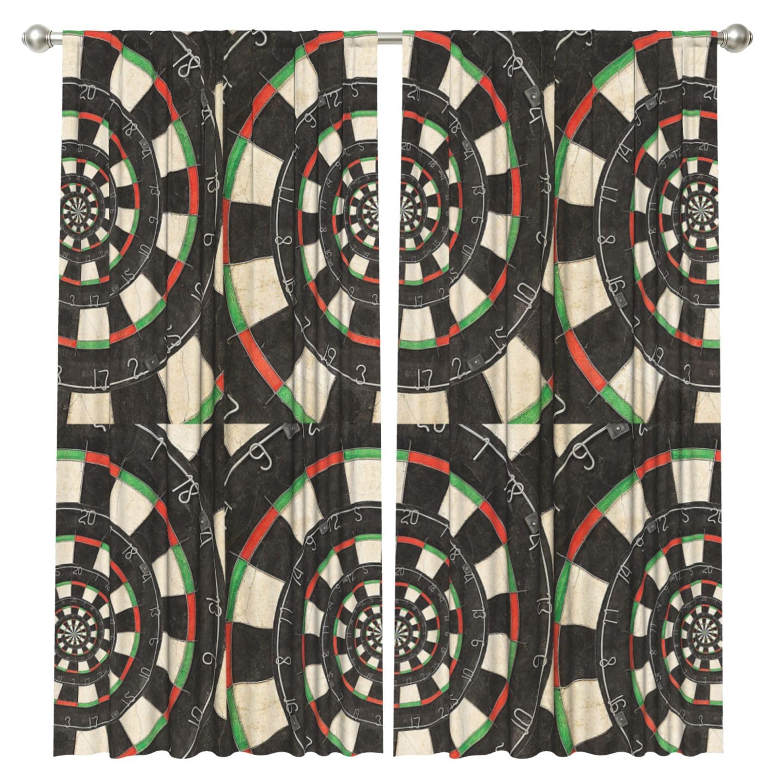 InOmak Spiral Dart Board Droste, 2 Panels Window Curtains 52 x 84 Inch Blackout Curtains for Living Room Bedroom