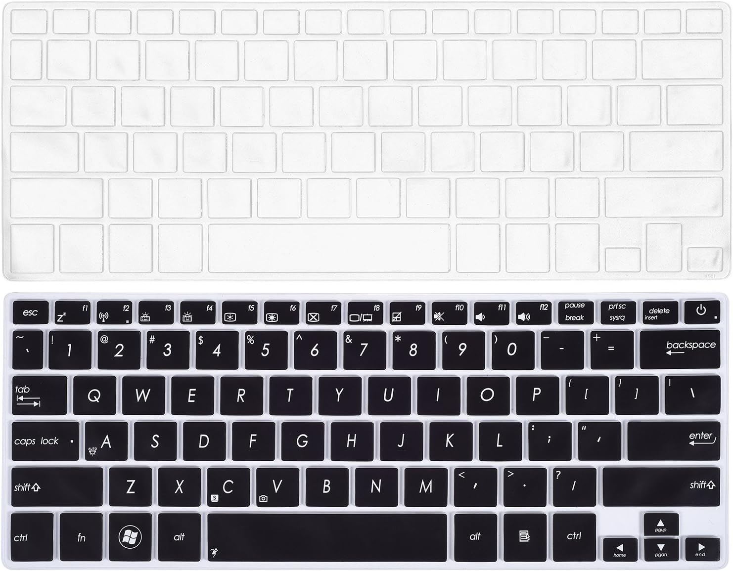 2PCS Keyboard Cover for ASUS UX301LA UX302LG UX303LA UX303LB UX303LN UX303UA UX303UB UX305 UX305CA UX305FA UX305LA UX306UA UX330CA UX330UA UX42 Q302LA Q302UA Q304UA Q324UA, Black&Clear