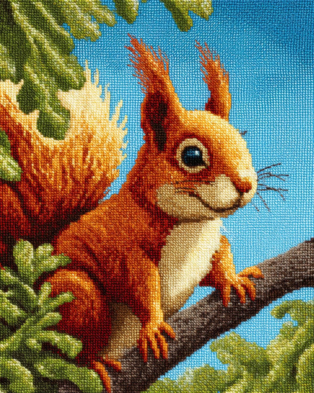 AxiangziK DIY Stamped Cross Stitch Kits Squirrels in the Tree 11CT 80x100cm