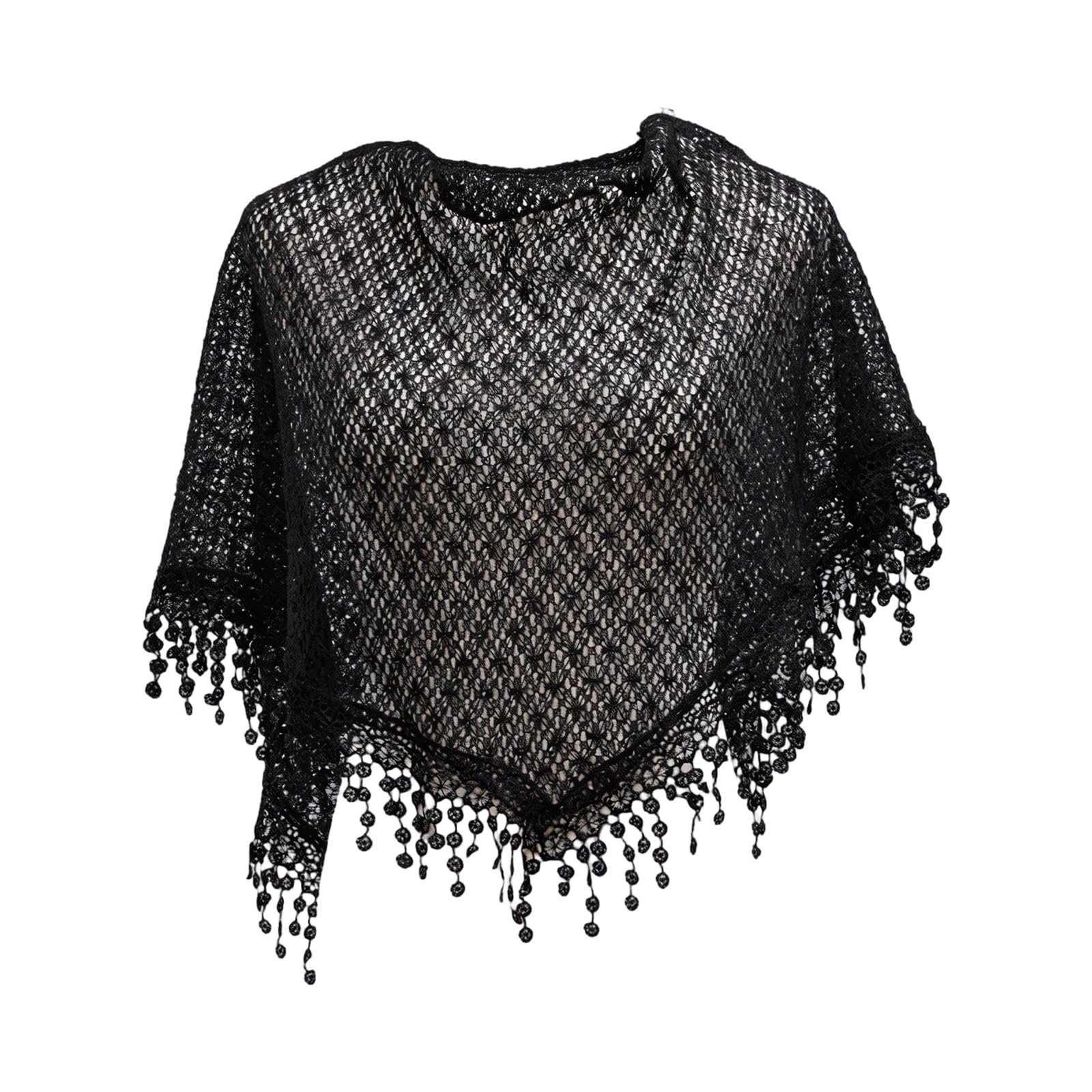 BWANGIAO Lace Hollowed Fringe Shawl Triangular Scarf with Breathable Design for Women Girl Daily Outfit Evening Dress Shoulder Wr