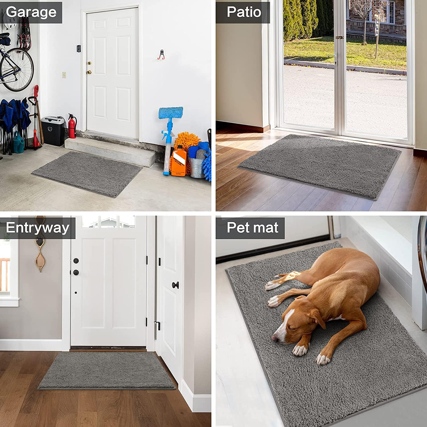 HOMEIDEAS Door Mats Indoor, 24"x36" Super Absorbent Non Slip Rugs for Entryway, Front Back Welcome Doormat Dirt Trapper (Grey)