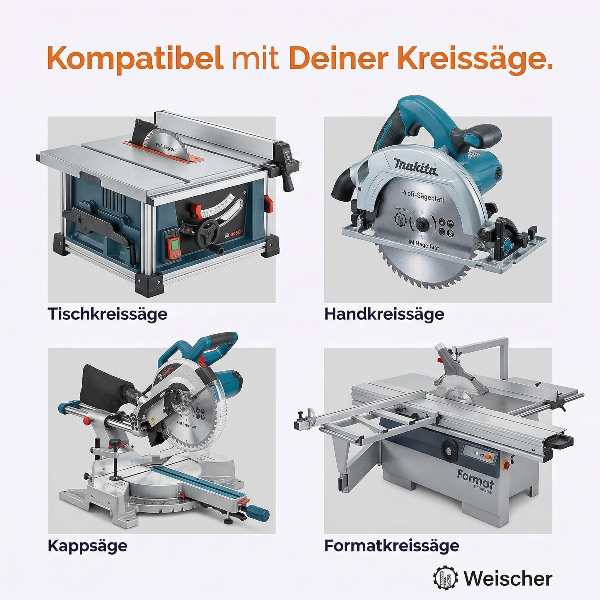 Weischer® - Kreissägeblatt 400 x 30 mm | 36 Zähne (Wechselzahn) | 30 mm Bohrung | HM Hartmetall Sägeblatt | für Paletten, Holz, Spanplatten, Bauholz | Längsschnitt Querschnitt I NAGELFEST