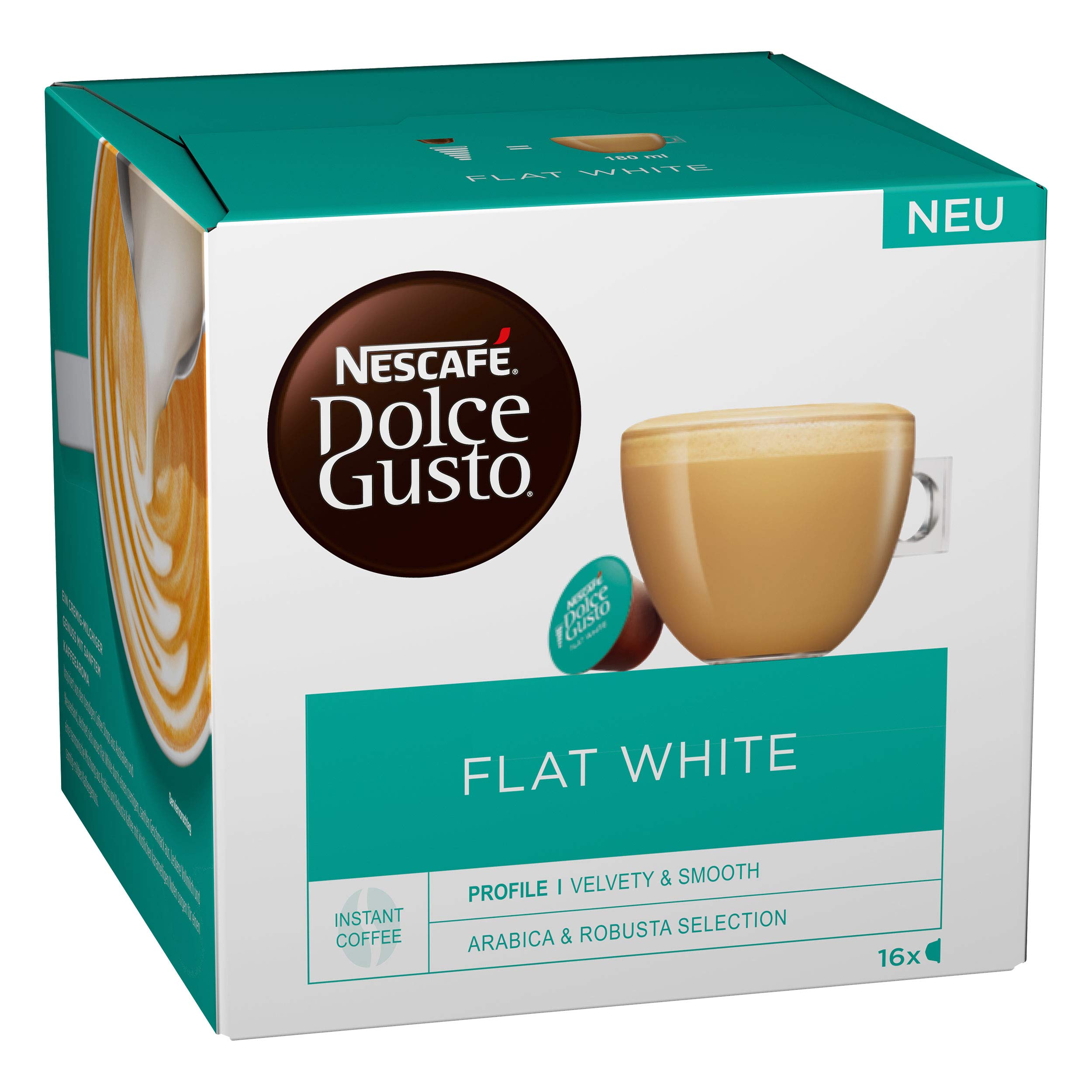 Nescafé Dolce Gusto Flat White Coffee Capsules, DECADENT Velvety & Smooth, Responsibly Sourced, 16 Count 187g (Product Of UK)-picture-32