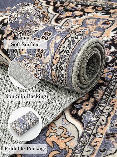 Miniatura 7 de Lahome Alfombras de entrada pequeñas de 3 x 5 pies, alfombras de baño antideslizantes, lavables, tradicionales con borde antideslizante, alfombras
