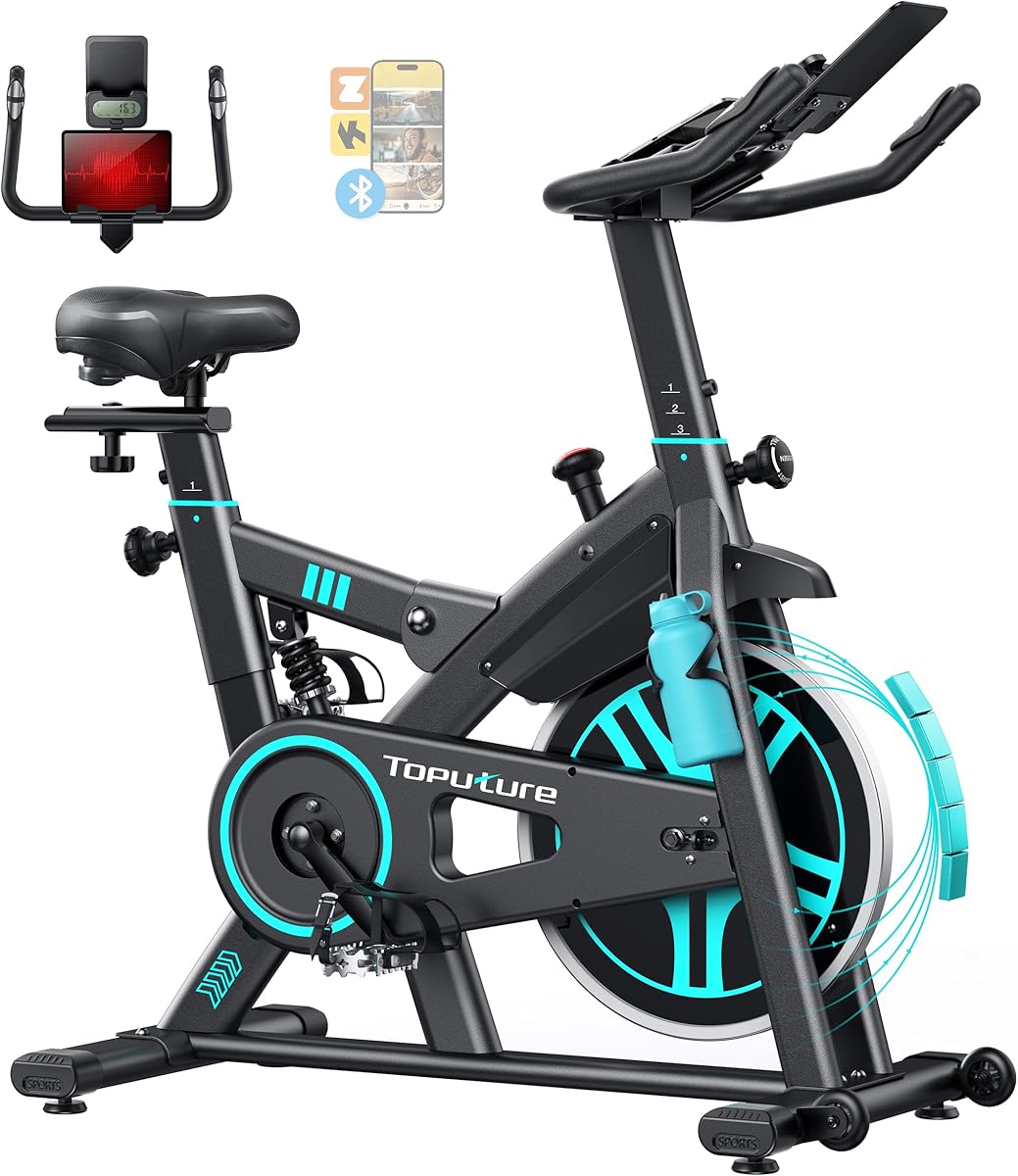 [2026 Aktualisierte] Heimtrainer Fahrrad mit APP und Herzfrequenz, Ergometer Mit Stoßdämpfungssystem, Ultraleise<20db, Einstellbarer Magnetwiderstand, 15KG Schwungrad, Hometrainer Bis 160KG