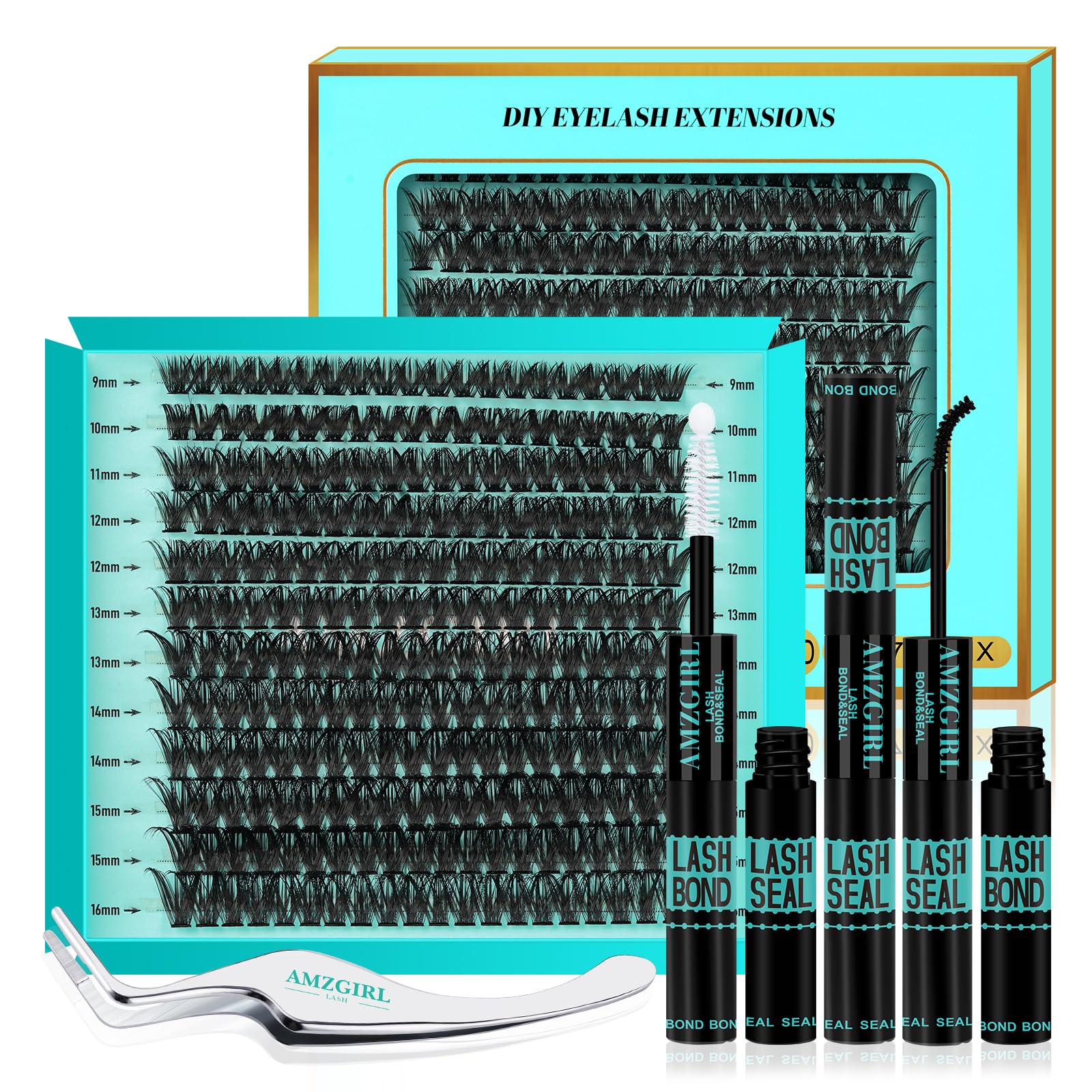 Lash Clusters Kit 240PCS Eyelash Extension D Curl Wispy Clusters Extensions DIY Natural Individual Lashes with Lash Bond and Remover Eyelash Tweezer(60D)