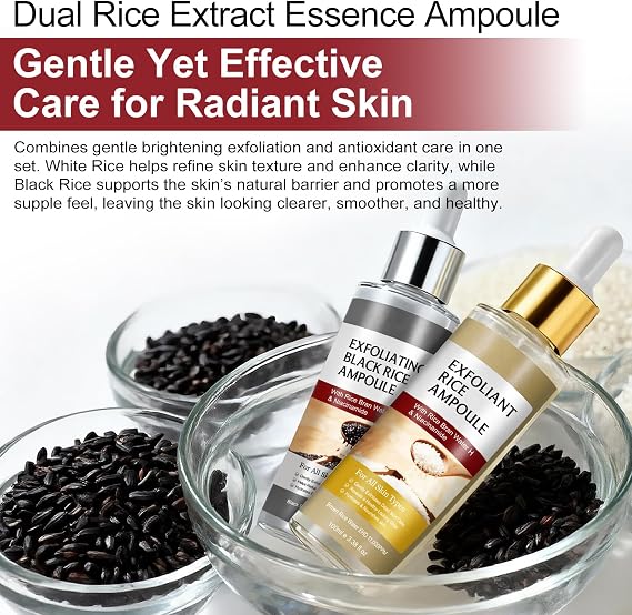Peel Shot Duo White & Black Rice Exfoliant - Gentle Rice Exfoliator for face and Body, Rice Peel for All Skin Types Skin Care, 2PCS (Black+White)
