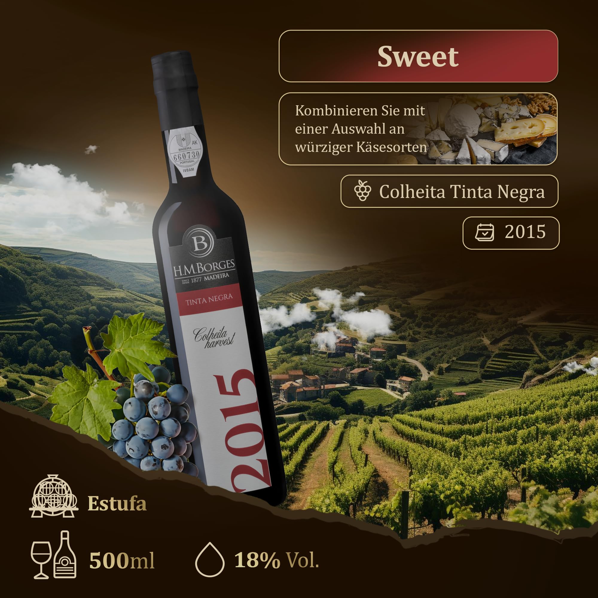 HM Borges, Madeira Wein, 2015, COLHEITA, sweet, 0,5l