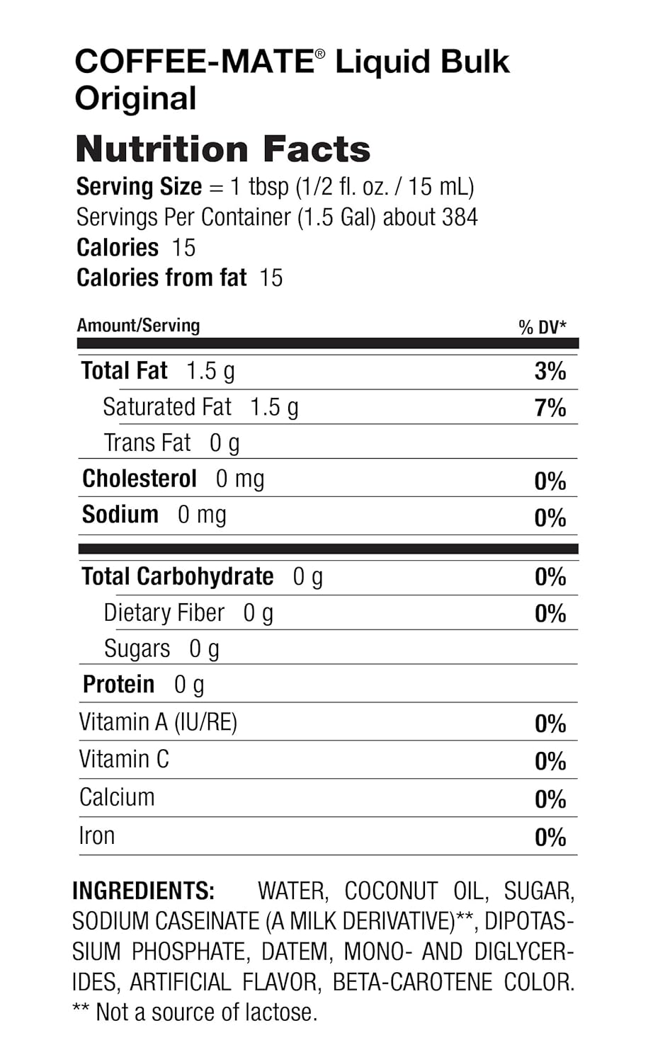 Nestle Coffee-mate Coffee Creamer, Original, 192oz bulk liquid, Pack of 3