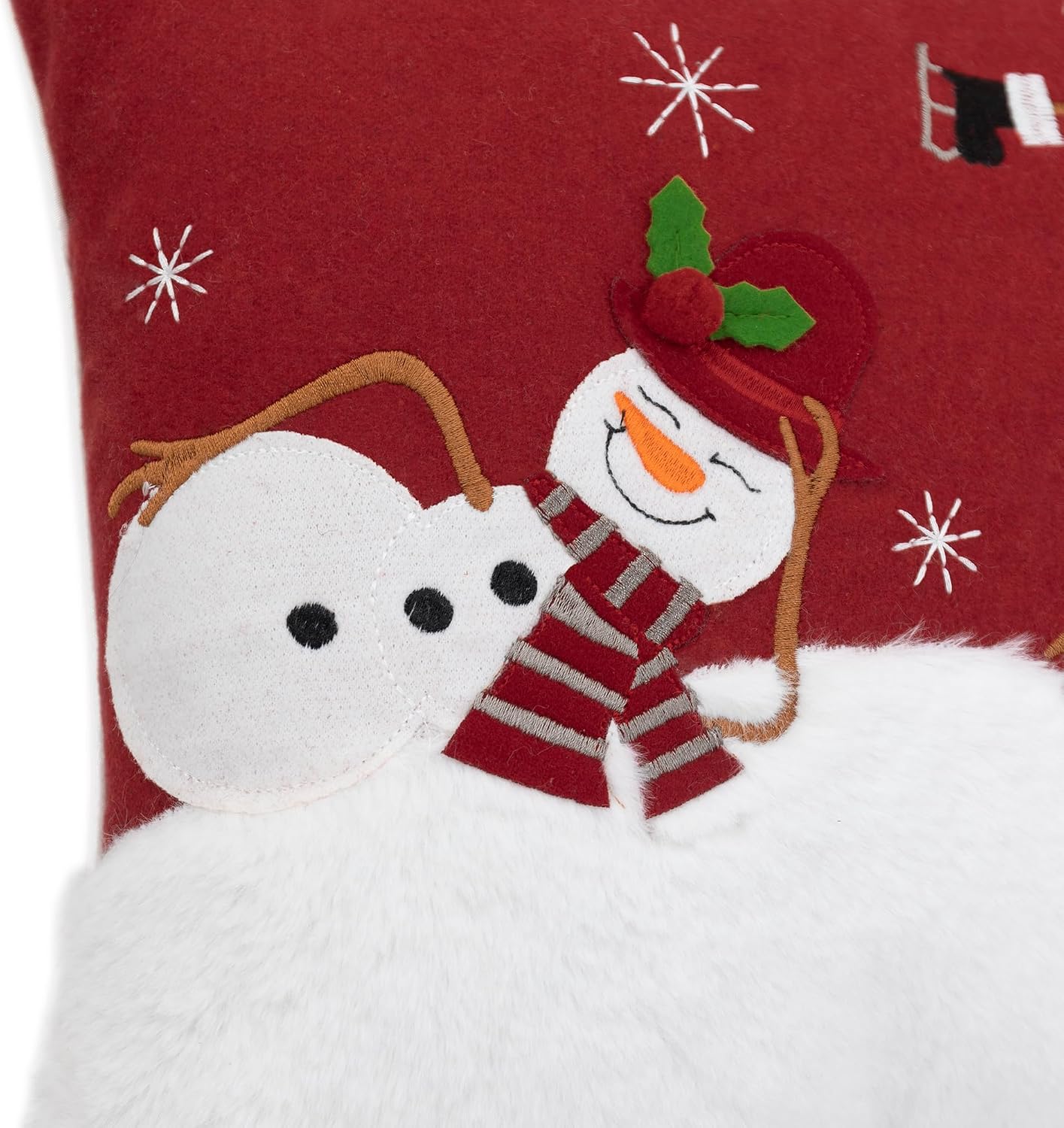 KINGROSE Christmas Throw Pillow Cover Applique Santa Claus Pillow Case Embroidery Cushion Cover for Festive Sofa Couch Living Room Bed Home Decor 12 X 20 Inches Christmas Red