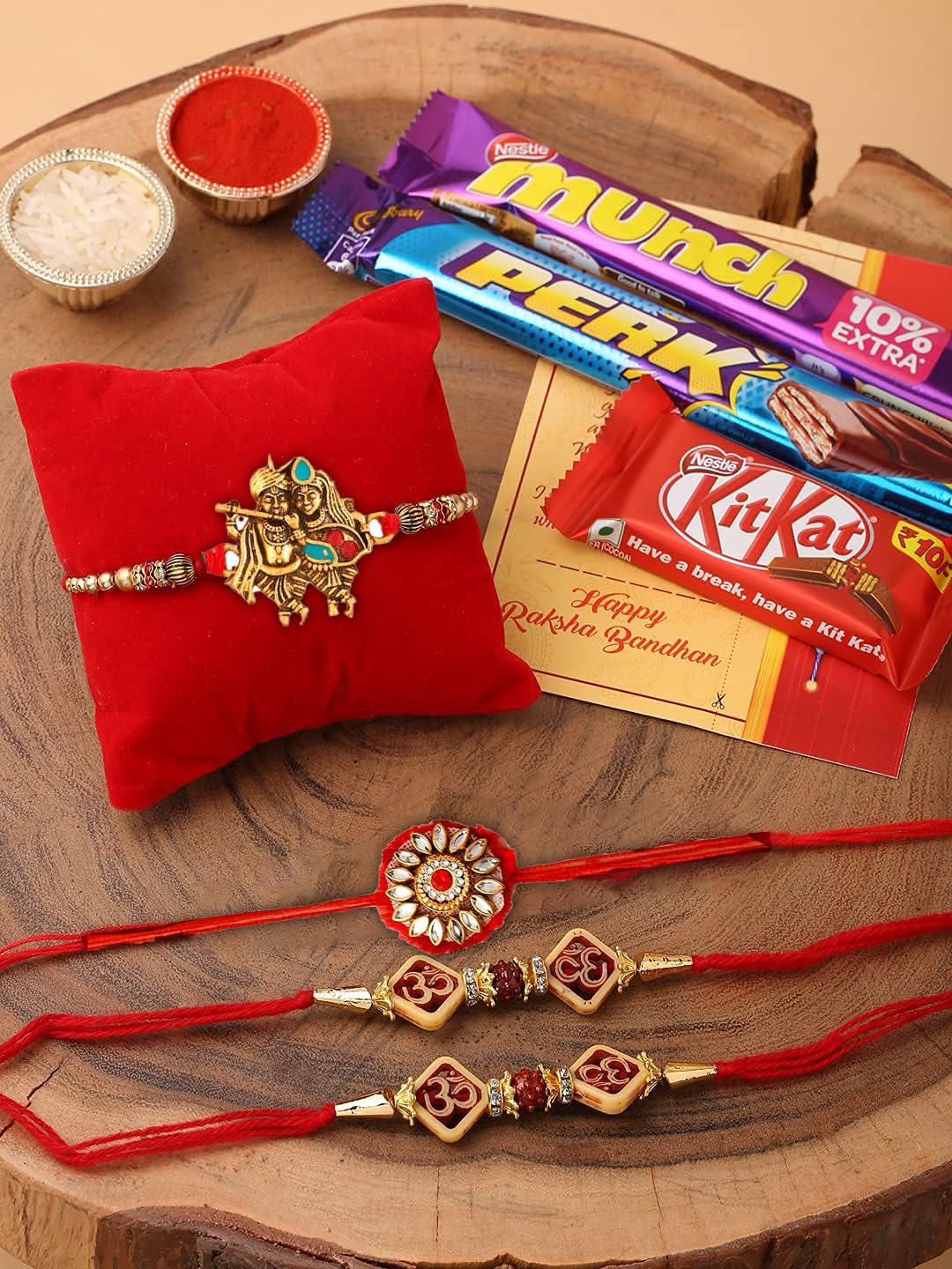 Collectible india (Set of 4) Krishna Rakhi for brother with chocolate Gifts Combo Rakshabandhan Kids Bhai Bhabhi Hamper Krishna Om Rudraksh Rakhi Rakhi for brother combo (B08B5GFTQ5) Amazon Price History, Amazon Price Tracker