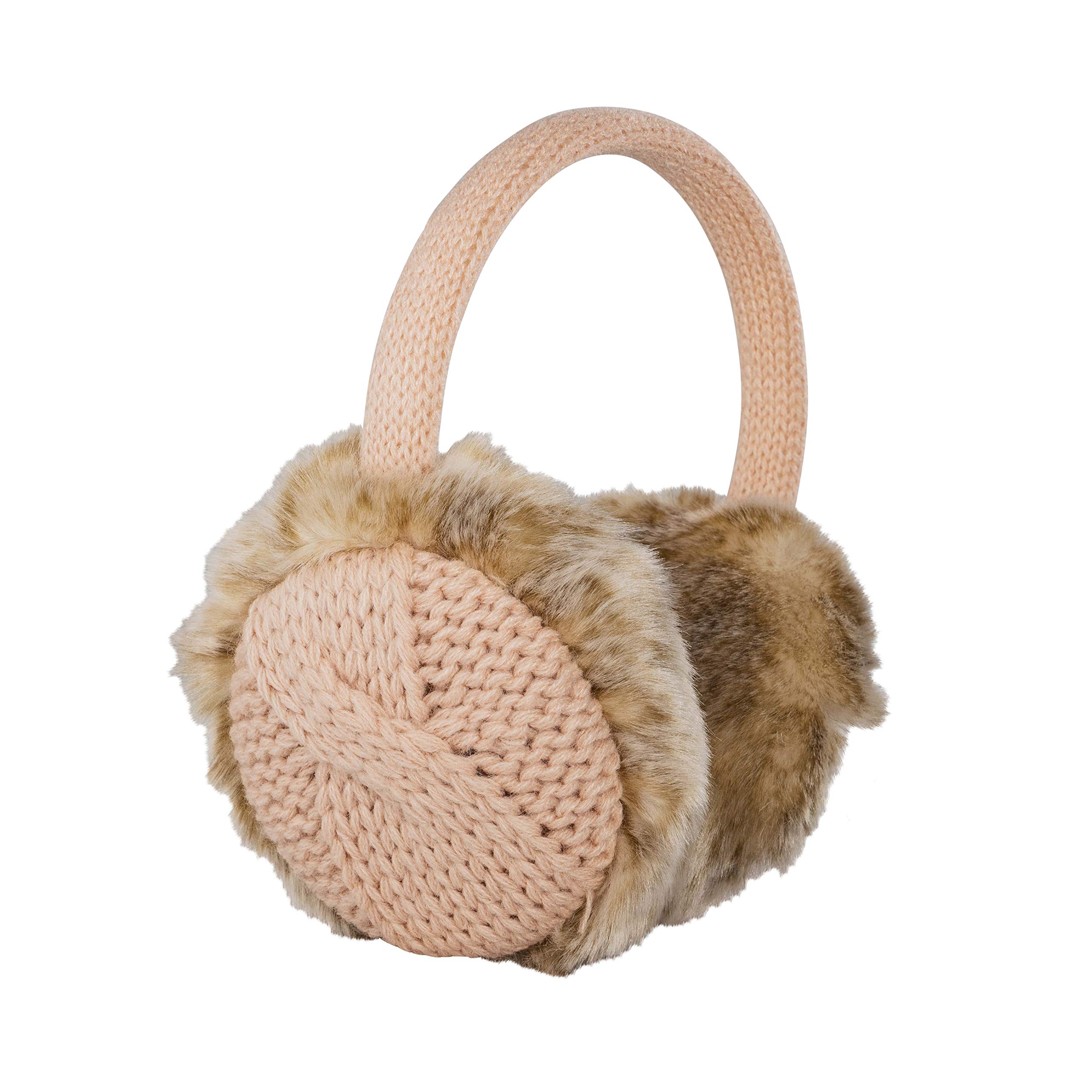 Aran Traditions Knitted Design Faux Fur Earmuffs (Blush)