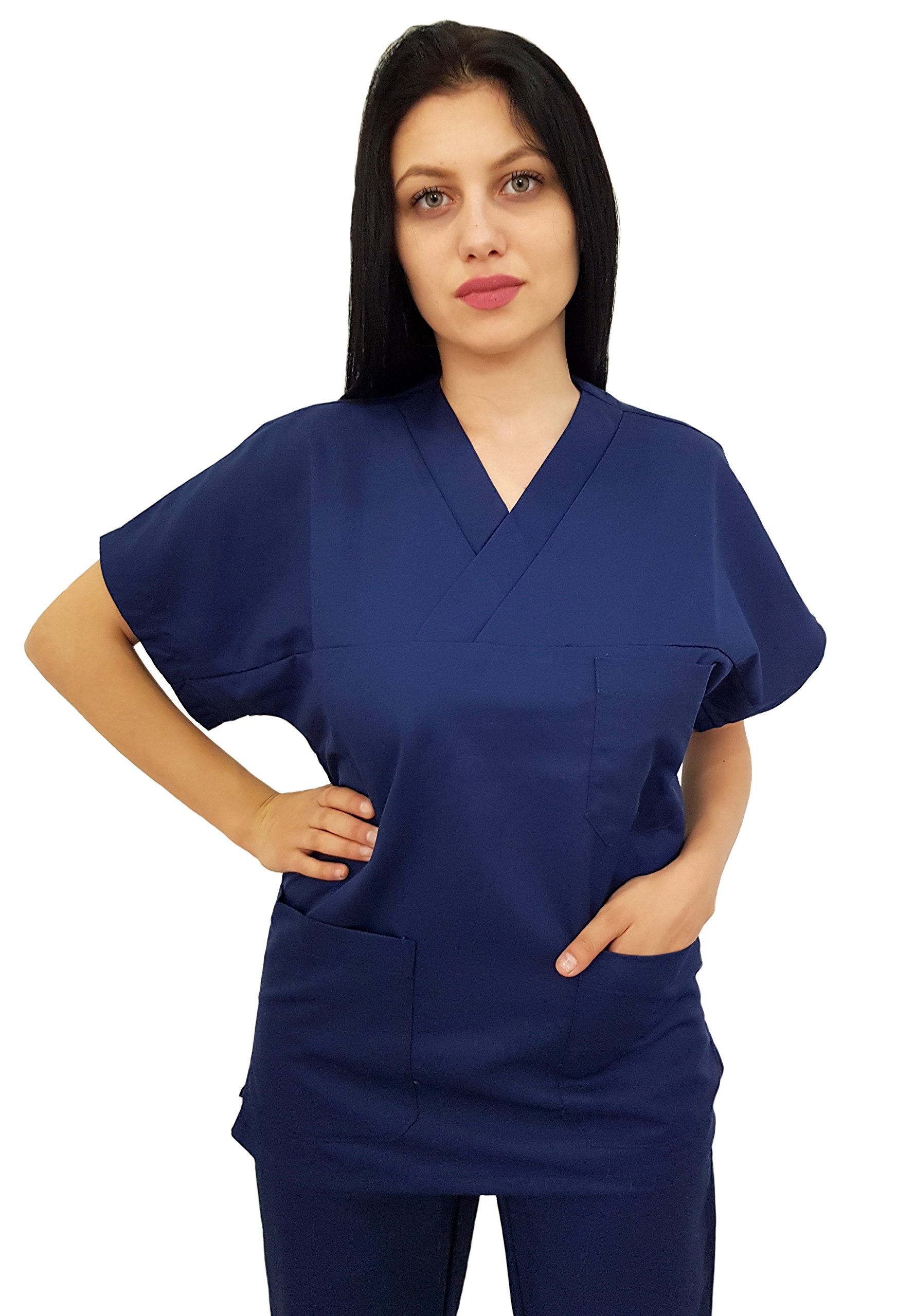 Tecno Hospital CASACCA OSPEDALIERA, OSS, ESTETICA INFERMIERE, MEDICO, SANITARIO, LABORATORIO 2 TASCHE ANTERIORI CON TASCHINO, SPACCHI LATERALI, SCOLLO A V, UNISEX