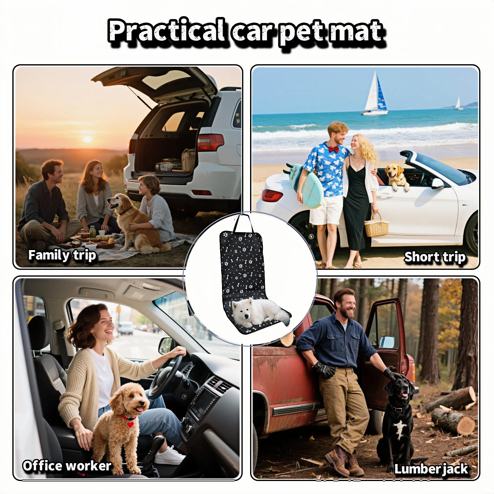 Waterproof Pet Car Seat Cover for Dogs&Cats,Non-Slip Oxford Fabric Hammock,Easy Clean Travel Mat for Front & Back Seat, Adjustable Buckle Design,19.29x17.3 Inch,Heavy Duty Dog Car Seat Protector - image 6