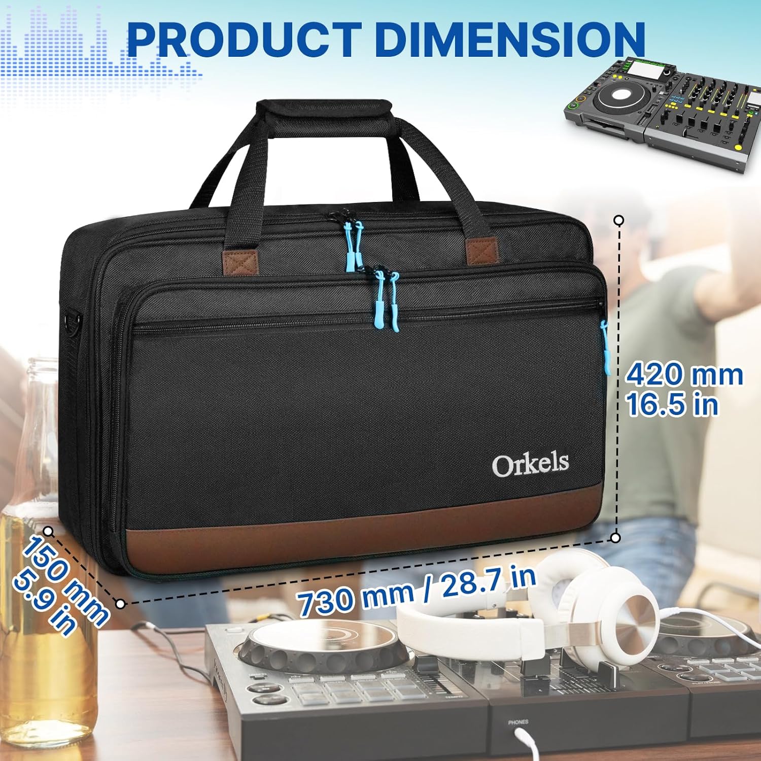 ORKELS DJ Controller Case for DDJ-FLX10, DDJ-GRV6, DDJ-REV5, DDJ-REV7, DDJ-FLX6-GT, DDJ-800, XDJ-RR, DDJ-1000SRT, RX, S8, DDJ SX, SX2, SX3, Inpulse 500 DJ Controller