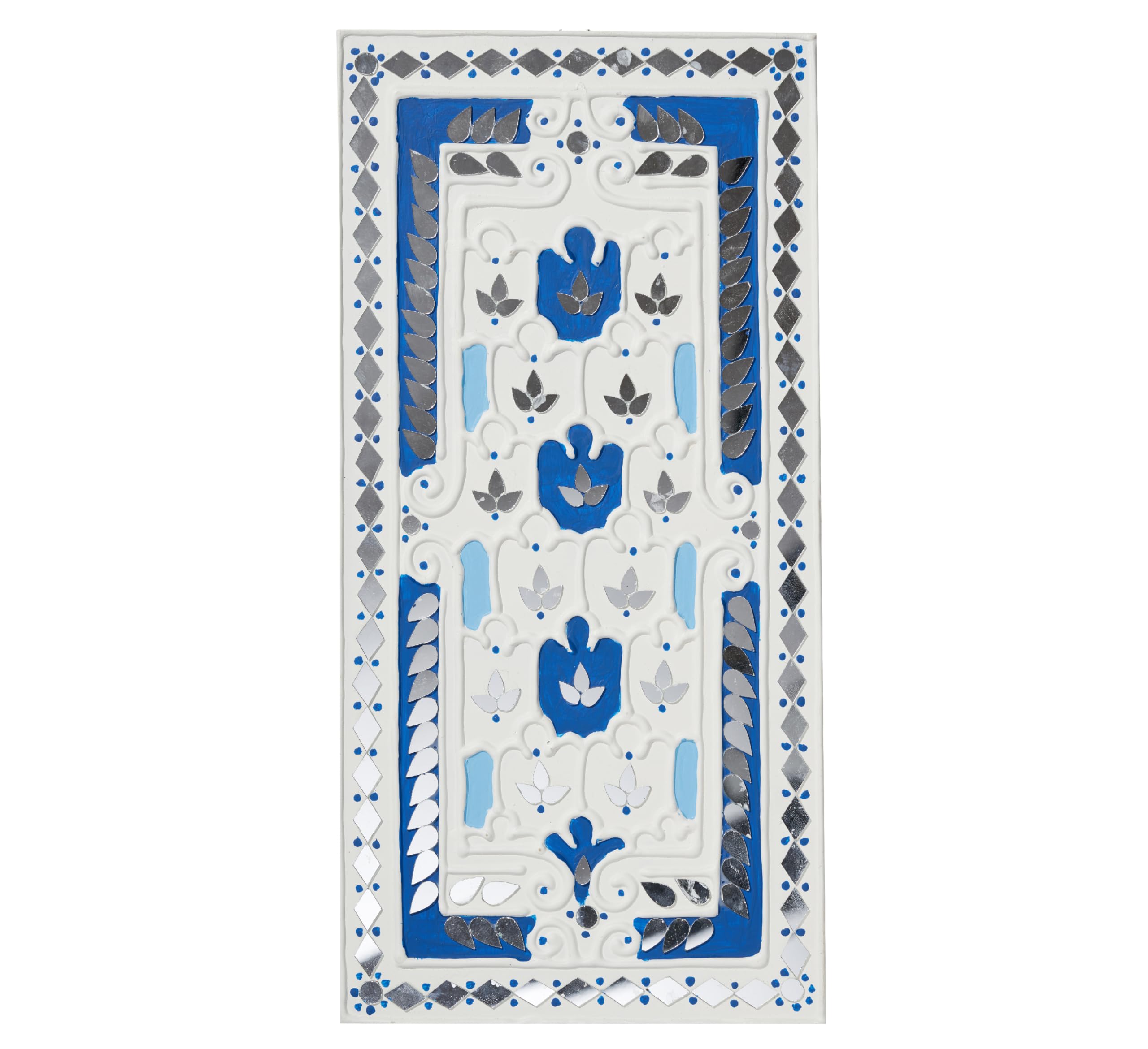 IndoTribe, Rectangle Lippan Art Wall Decor - 16x8 Inch | Indian Wall Art Decor for Home Decor | Indian Decorations for Home | Mirror Art Wall Decor | Lippan Art Decor for Housewarming, Gifting