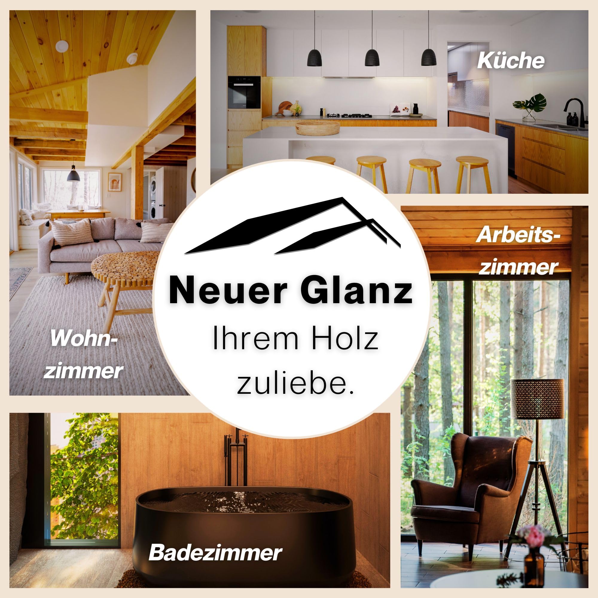 TIMBERINO Pflegeset Neupol Hell Classic Holzöl [500ml] Pflegeöl für Holzmöbel innen Echtholz Furnier [Holzöl+Öltuch+Pinsel+Handschuh] Möbelpolitur Holz Holzöl