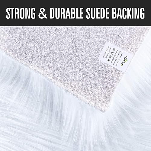 Miniatura 7 de Noahas - Alfombra de lujo esponjosa para dormitorio o habitación, alfombra con piel de oveja, Lana cuero de imitación, Blanco