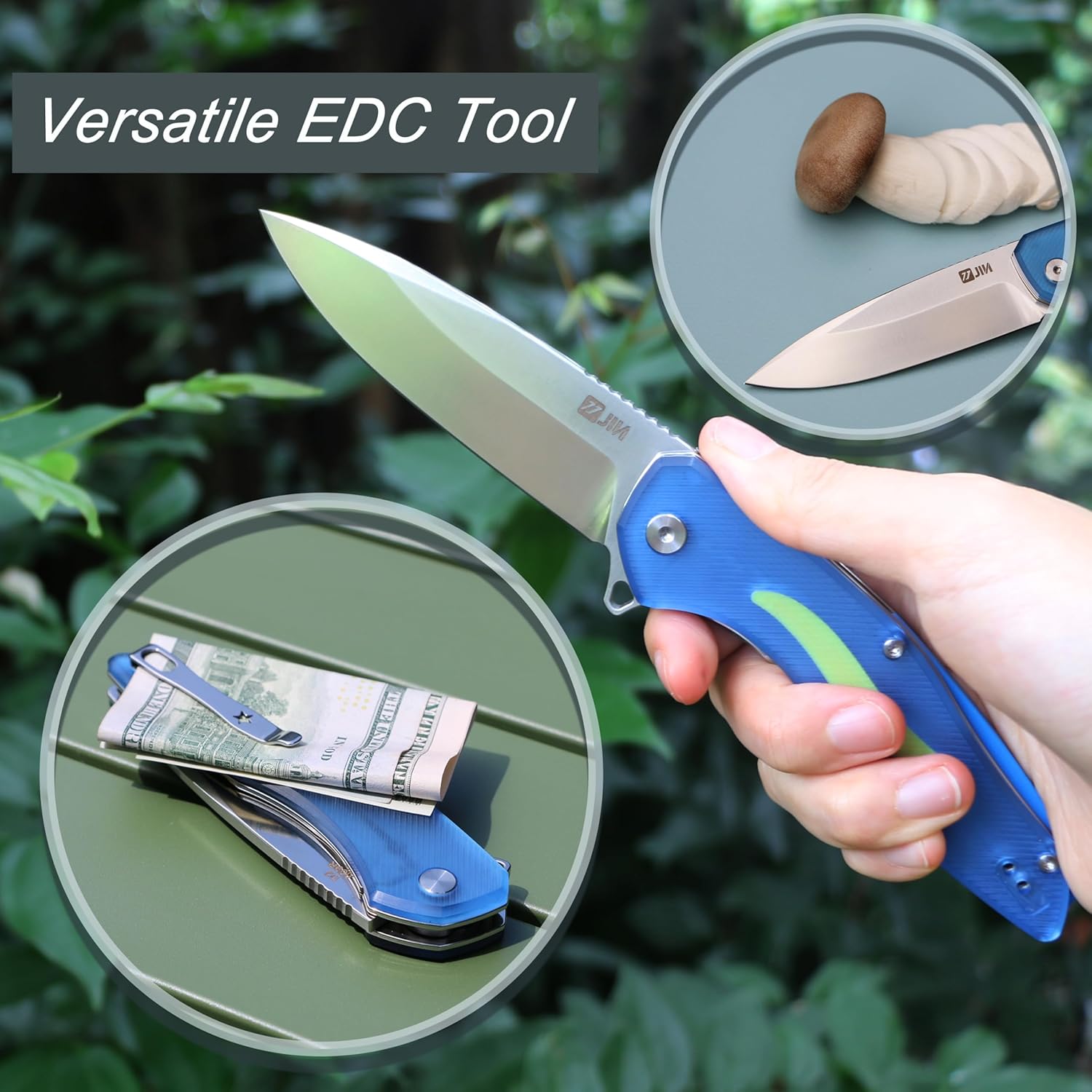 JIN Pocket Knife Kit for Men, Folding Knives, Captain EDC Knife with Clip, Sharp 3.5" D2 Blade, Acrylic Handle, DIY Kit, Gift Idea, Camping, Hiking