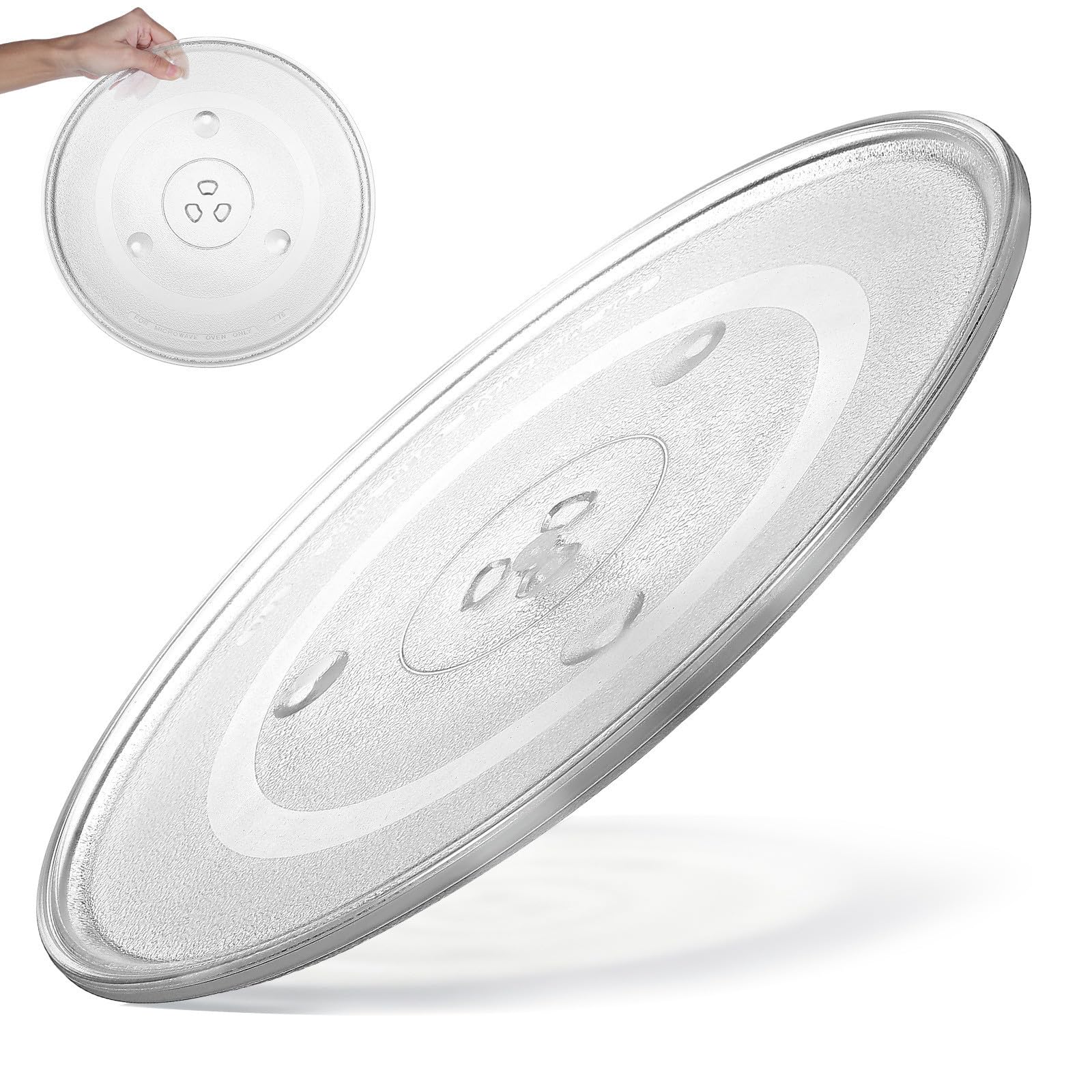 SHINEOFI Bandeja de Repuesto para Microondas de Vidrio Grueso Resistente Plato Giratorio con Ranura Antideslizante Accesorio Duradero para Horno-microondas