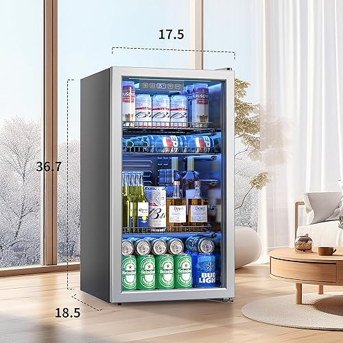 Miniatura 7 de Manastin Refrigerador y enfriador de bebidas, dispensador de bebidas independiente para refrescos, cerveza o vino, mini refrigerador de 120 latas
