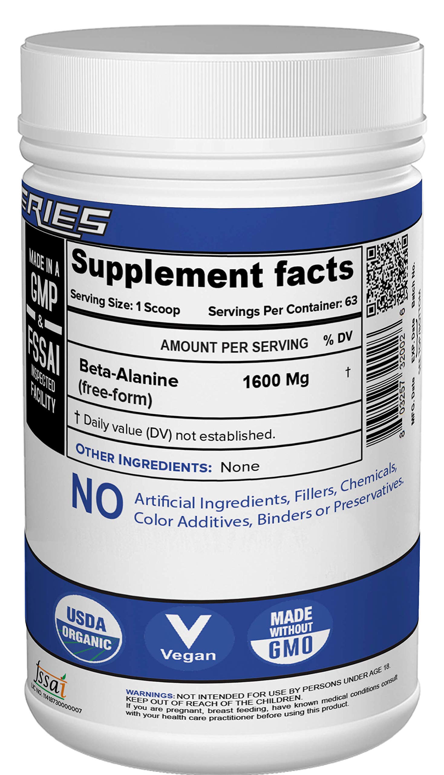 NutriJa Beta Alanine Powder 100g - Unflavoured | Pre Workout Amino Acid Supplement | For High Intensity Training, Workout Endurance & Active Lifestyle | Gym Supplement 1