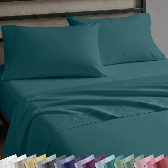 California Design Den Soft Natural 100% Cotton Sateen Dorm Sheets Twin XL Set, 3 Pc Set, Teal