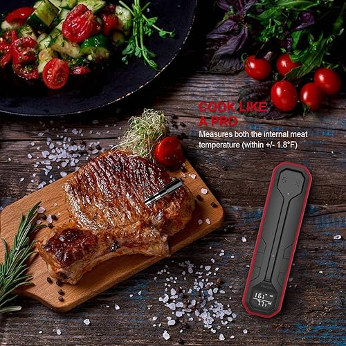 Miniatura 8 de Termómetro de carne inalámbrico – Termómetro de cocina digital con sonda inalámbrica – Termómetro de alimentos de alcance remoto de 500 pies – con