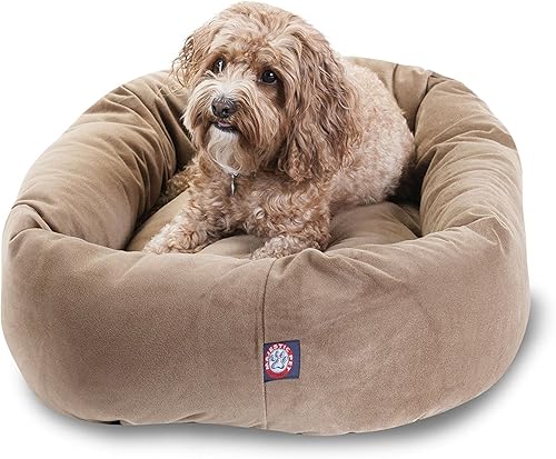Miniatura 44 de Majetic Pet Products - Cama en forma de bagel para perro, de gamuza color gris, 40 pulgadas, con reposacabeza