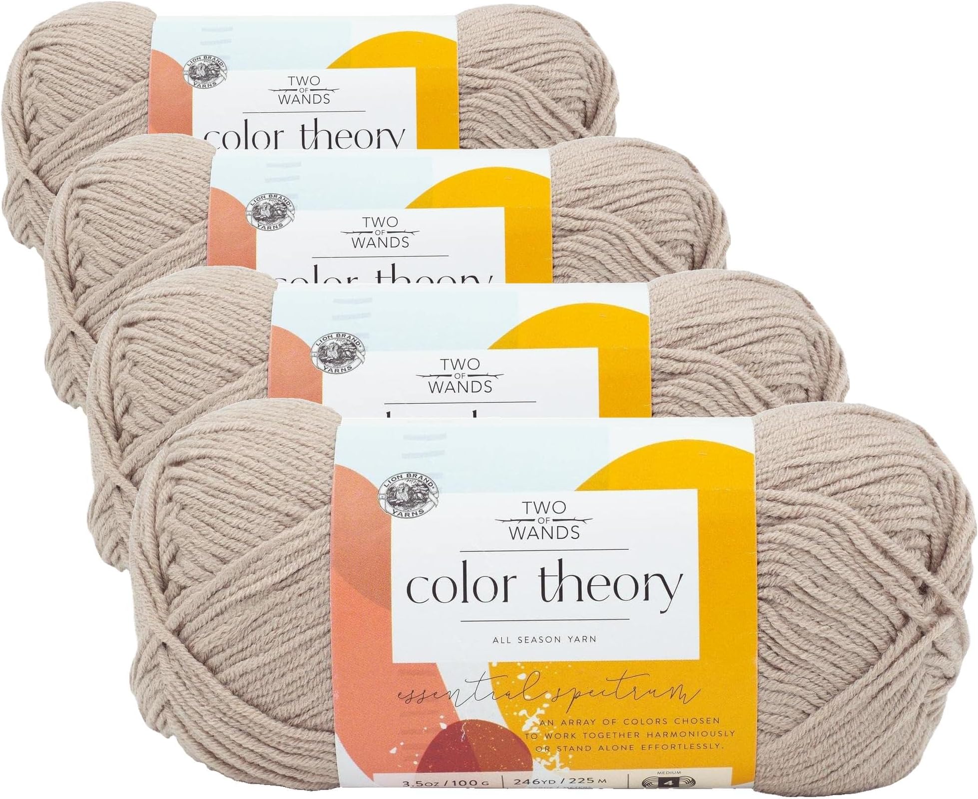 Lion Brand Yarn Two of Wands: Color Theory Yarn, Bone (Pack of 4)