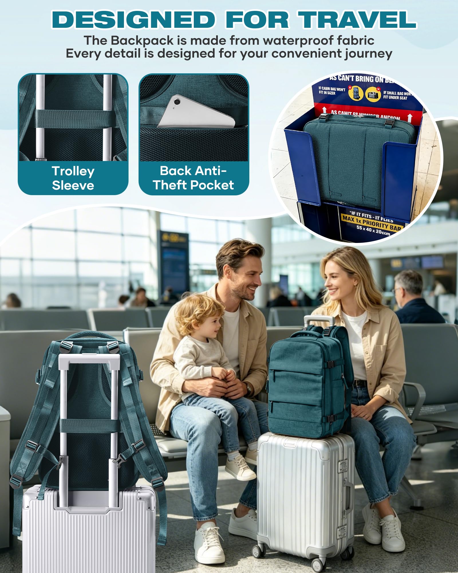 SZLX Zaino Ryanair 40x30x20 Sottovuoto con Pompa Zaino Ryanair 40x20x25 Donna Zaino da Viaggio Wizzair Bagaglio a Mano Uomo per Laptop da 14 Pollici Borse da Cabina 45x36x20 Easyjet con Porta Scarpe