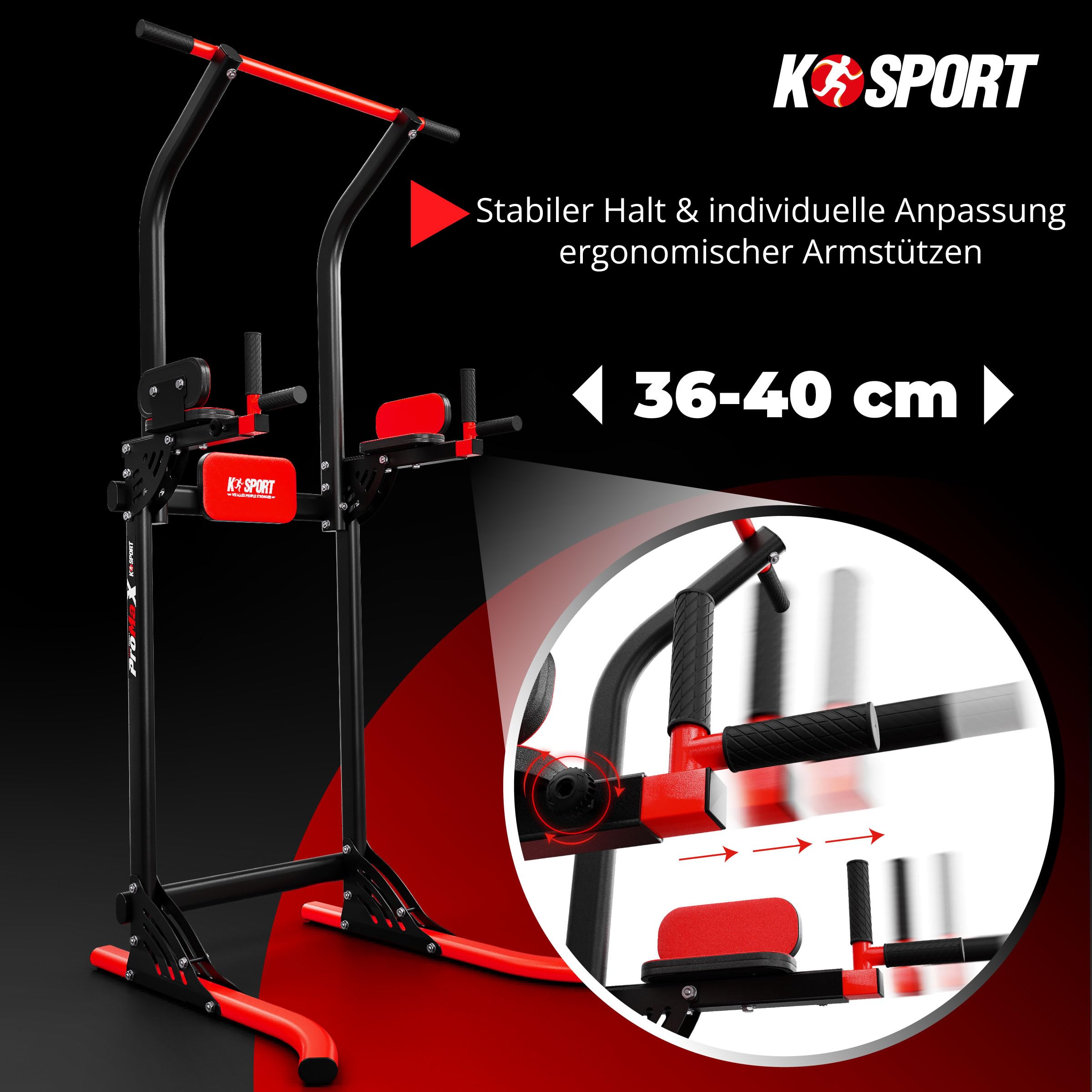 K-Sport: Power Tower Appareil de fitness | Barre de traction autoportante | Tour de force multifonction jusqu'à 150 kg | Tour de fitness