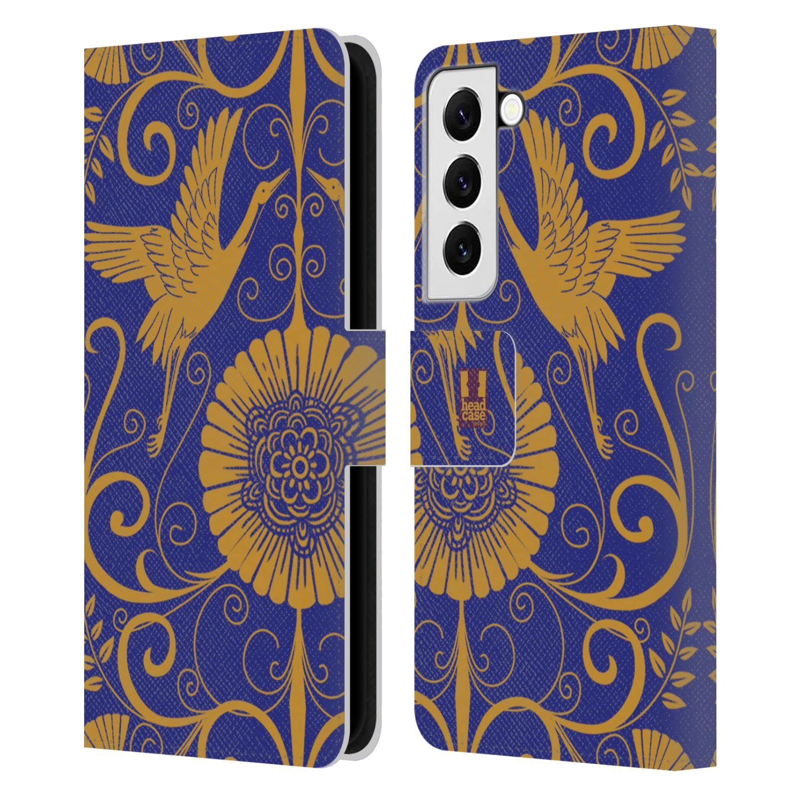 Housse en Cuir Samsung S22 5G Head Case Designs Motif Grue Rouge Style Laqué - 7