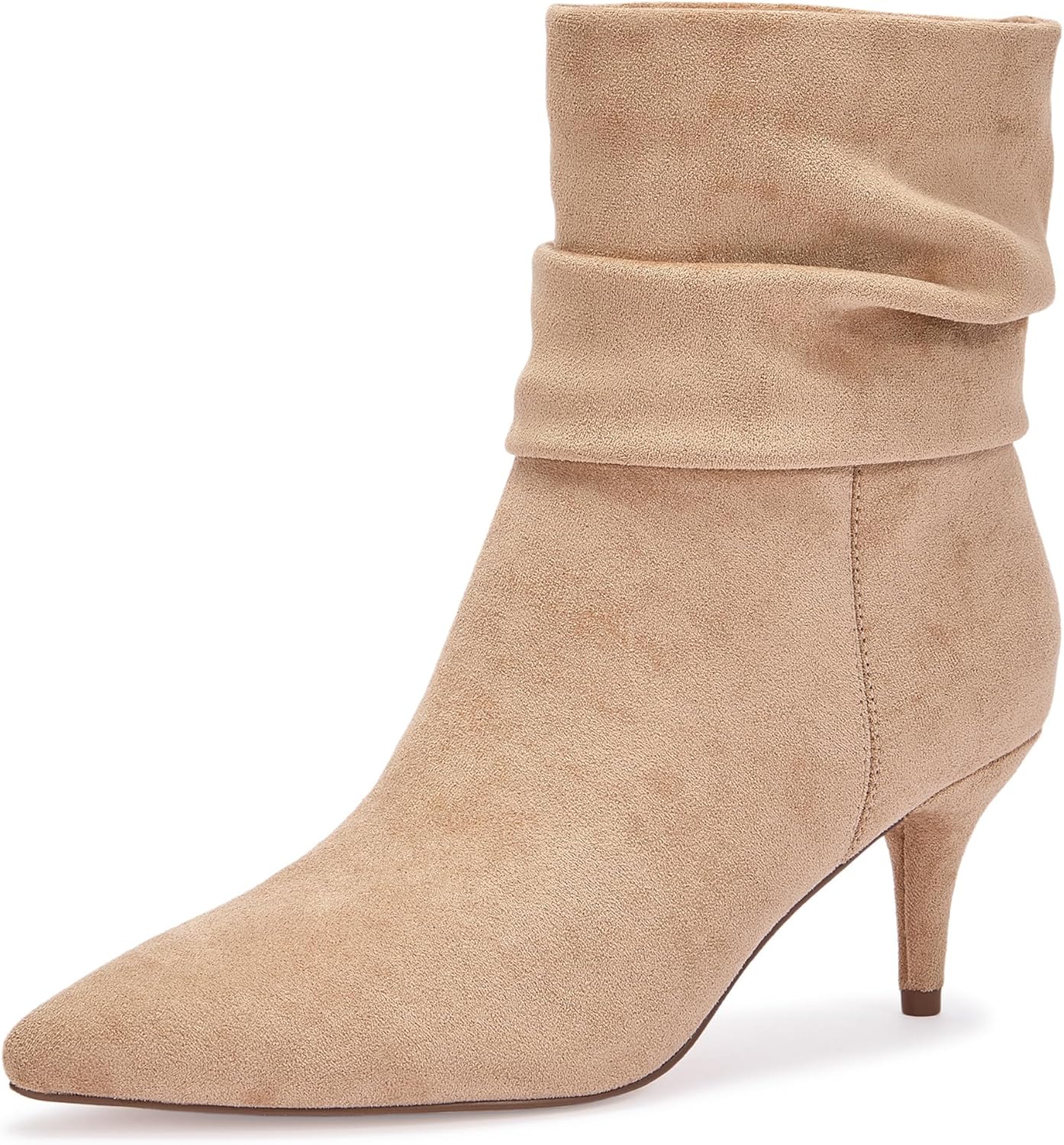 CosyFever Slouch Ankle Boots for Women, Pointed Toe 2.6 Inch Mid Stiletto Heel Booties,Ruched Dress Booties for Date Night,Party & Evening Outfits