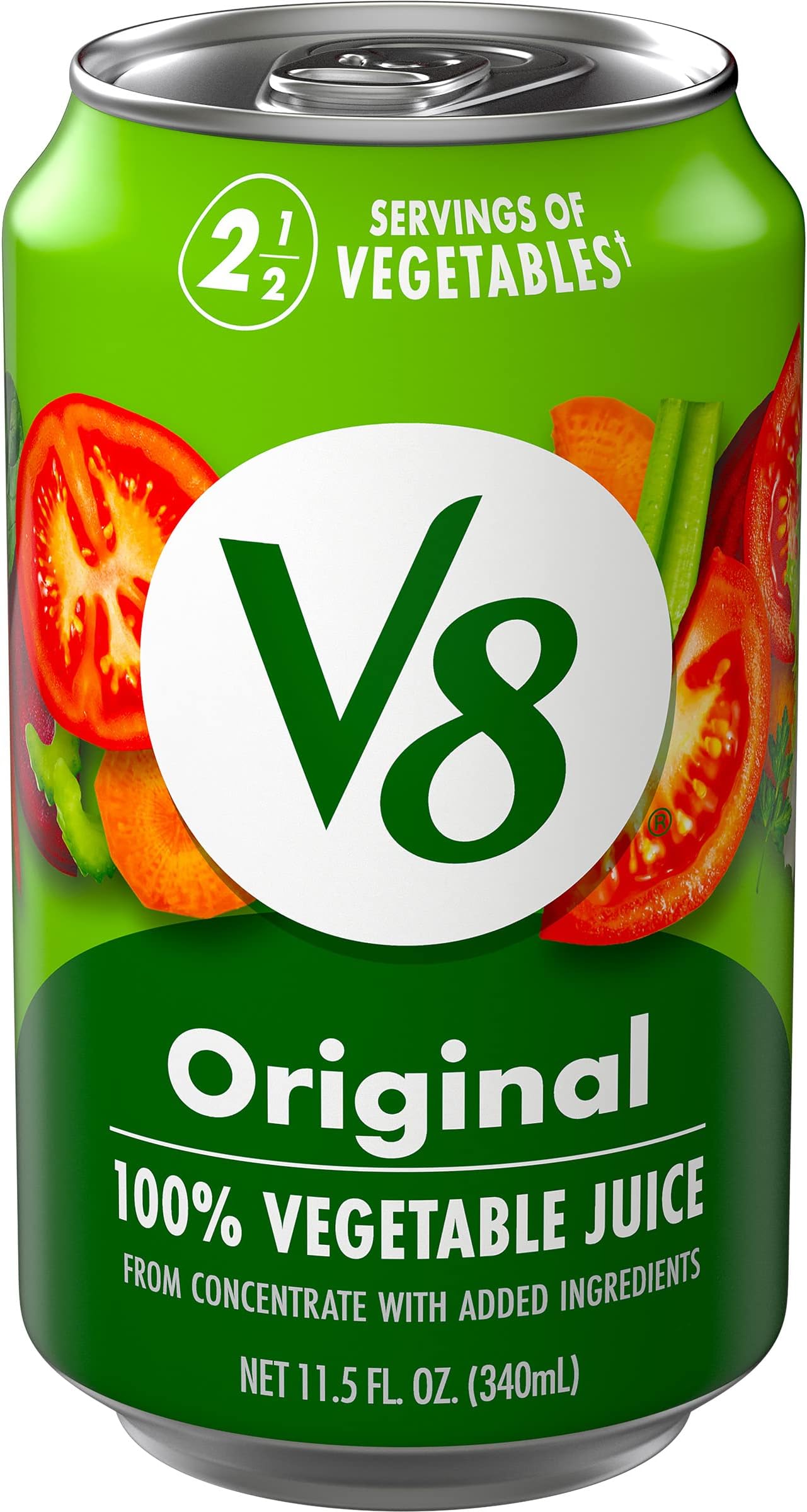 V8 Original 100% Vegetable Juice, Vegetable Blend with Tomato Juice, 11.5 FL OZ Can