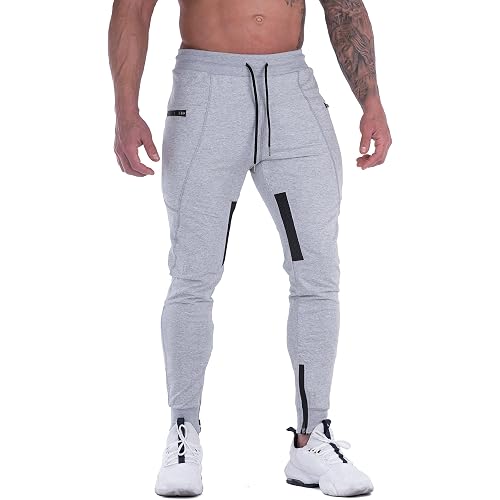 Mens Joggers Sweatpants Slim Fit Workout Training Thigh Mesh Gym Jogger Pants with Zipper Pockets