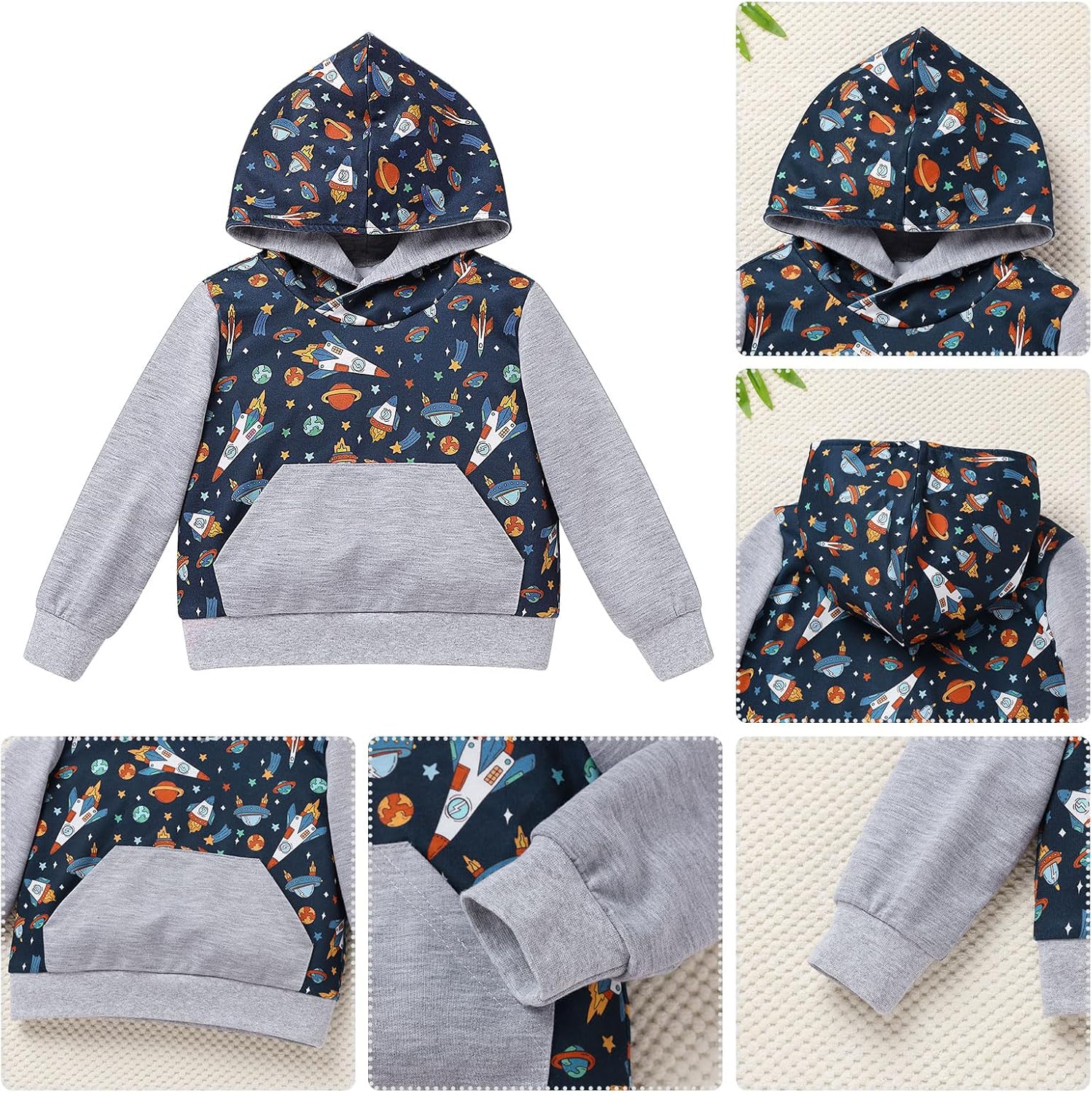 ODASDO Toddler Kids Baby Boys Hooded Sweatshirt with Kangaroo Pocket Cartoon Print Hoodies Pullover Long Sleeve Coat