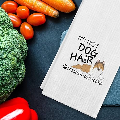 Miniatura 2 de It's Not Dog Hair It's Rough Collie - Toallas de cocina con purpurina, algodón moderno de 24 x 16 pulgadas, paños de cocina, paño de harina, toalla