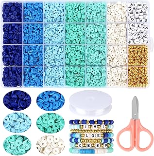 ZEFAN 6000 cuentas de arcilla coloridas, kit de fabricación de pulseras de cuentas de arcilla de 6 mm con tijeras y cordón elástico, kit de fabricación de pulseras, juego de cuentas de arcilla para