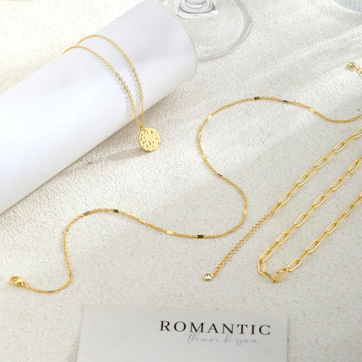 Gold Layered Necklaces for Women,Dainty 14k Gold Plated Stackable Choker Necklaces for Women,Trendy Layering Pearl Chain Paperclip Pendant Jewelry Set Gifts - Image 5