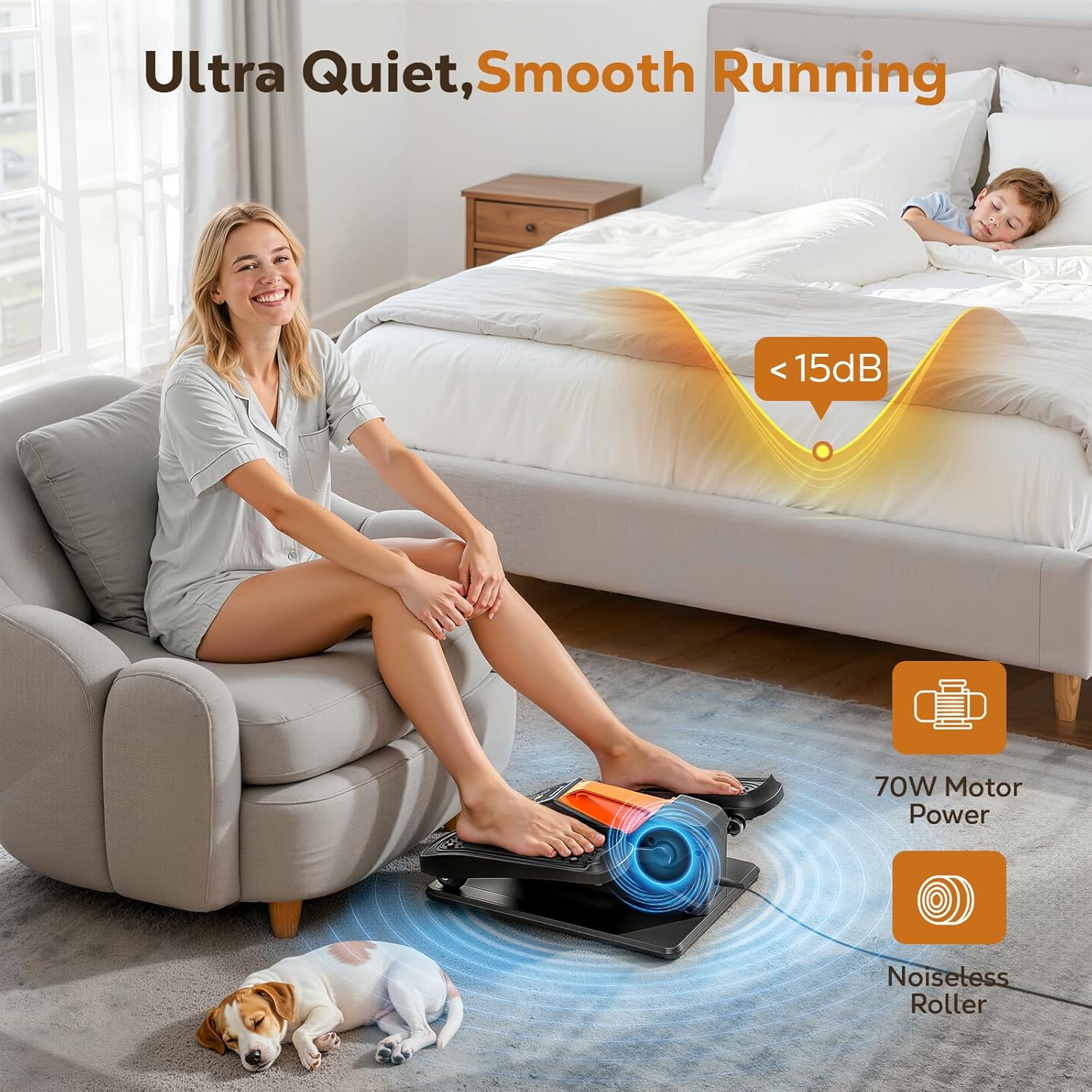 Under Desk Elliptical Machine, Electric Ellipse Leg Exercise as seen on TV, Quiet Seated Pedal Elliptical for Seniors with Remote Control for Home Office, 12 Adjustable Speeds - Image 5