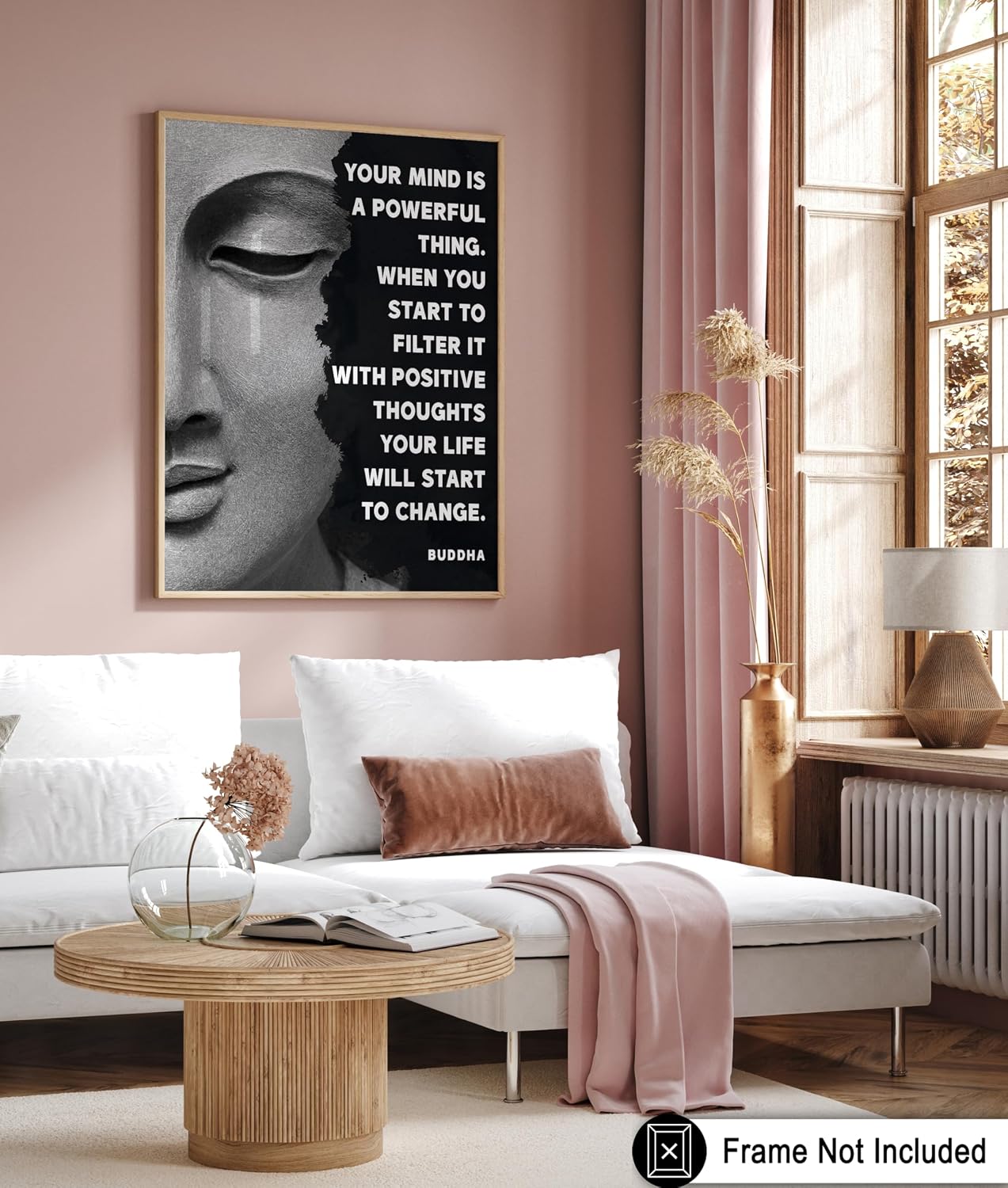 Poster Master Your Mind Is The Most Powerful Thing Poster - Buddha Print - Motivational Quotes Art - Gift for Men & Women - Inspiring Decor for Office, Living Room or Bedroom - 8x10 UNFRAMED Wall Art