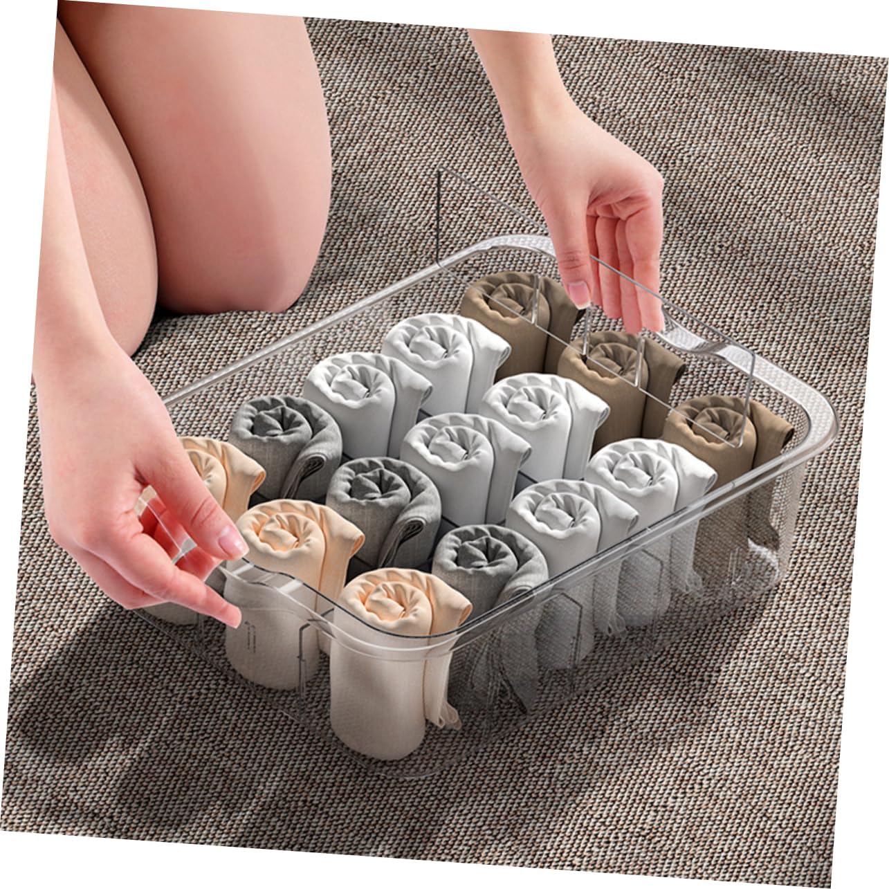 Compartment Transparent Drawer Storage Box with Lid Underwear and Sock Organizer for Closet Dustproof Closet Sock Organizer Removable Shelf Pasted Installation Clothes Storage