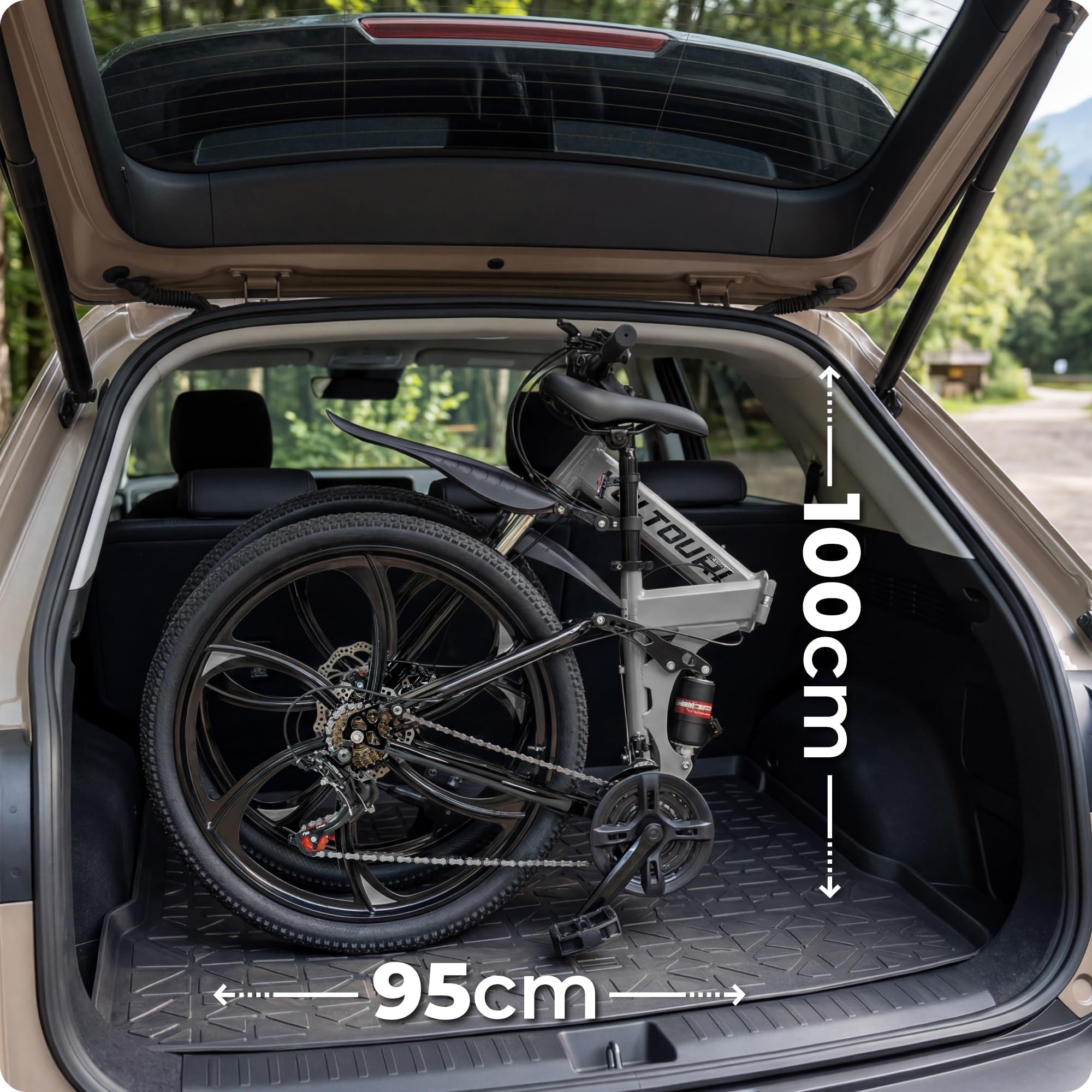 THUNDER Klappbares Mountainbike 26 Zoll, MTB Klapprad mit 21 Gängen, Vollfederung, mechanische Scheibenbremsen, Stahlrahmen, für Erwachsene und Jugendliche