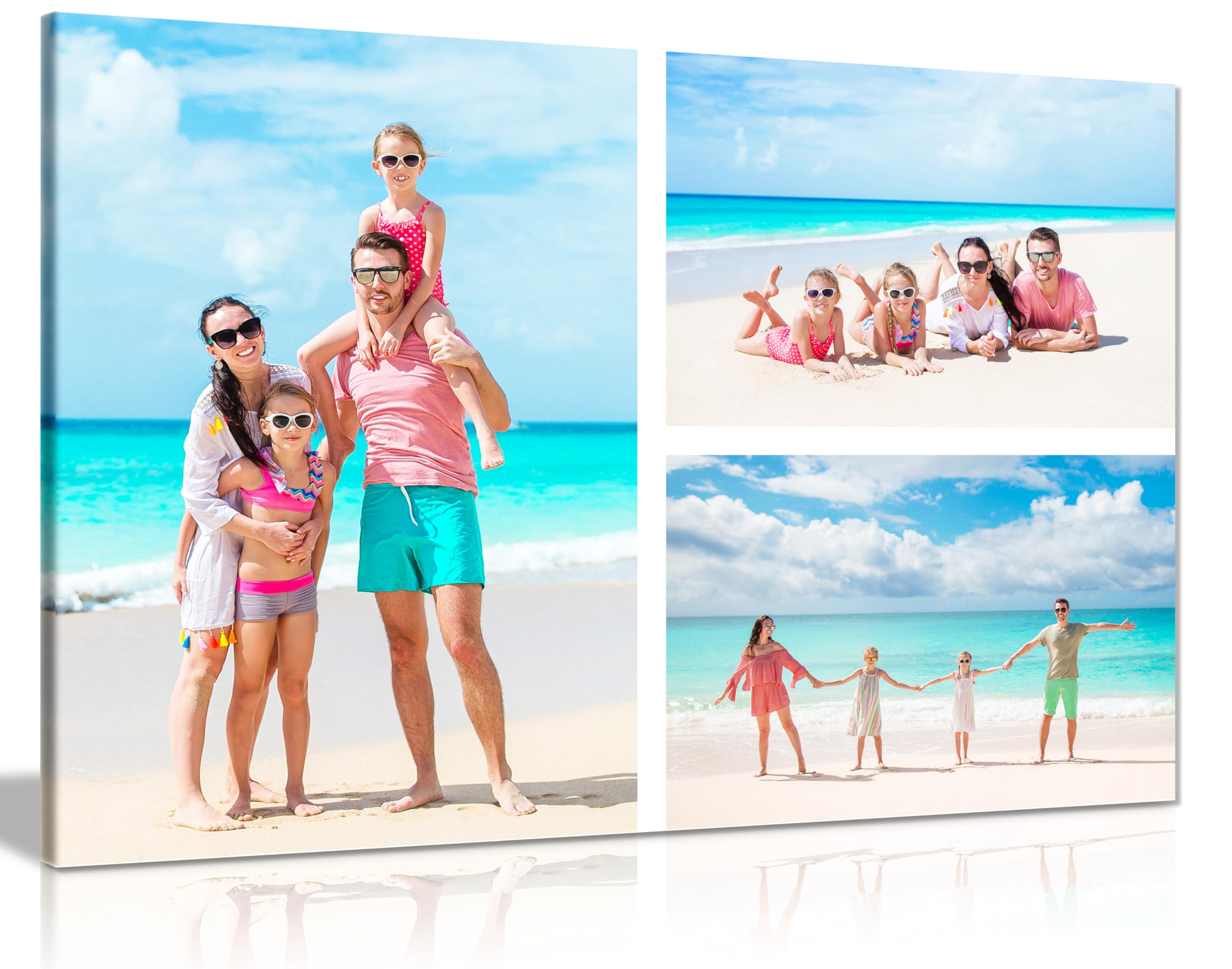 3 Photo Collage Landscape Personalised Canvas Print – Custom Photo Collage Wall Art – Multiple Sizes via “Customise Now” – Custom Printed Gift for Home & Occasions